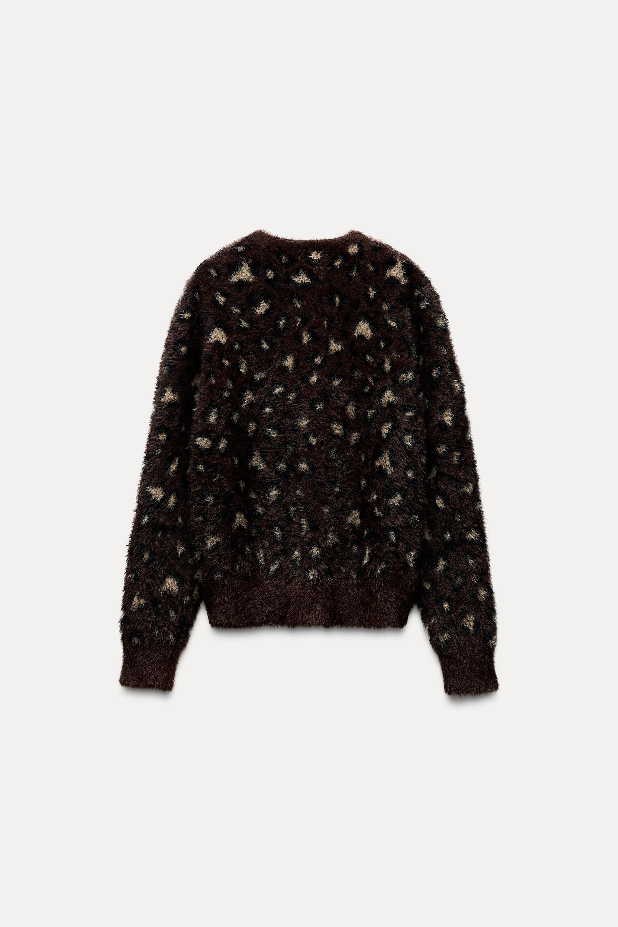 FUR EFFECT JACQUARD KNIT CARDIGAN Product Image