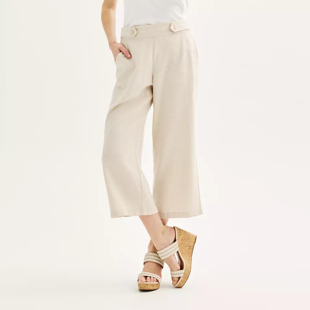 Women's Croft & Barrow® Pull-On Wide Leg Crop Pants, Size: XS, Leigh Beige Product Image
