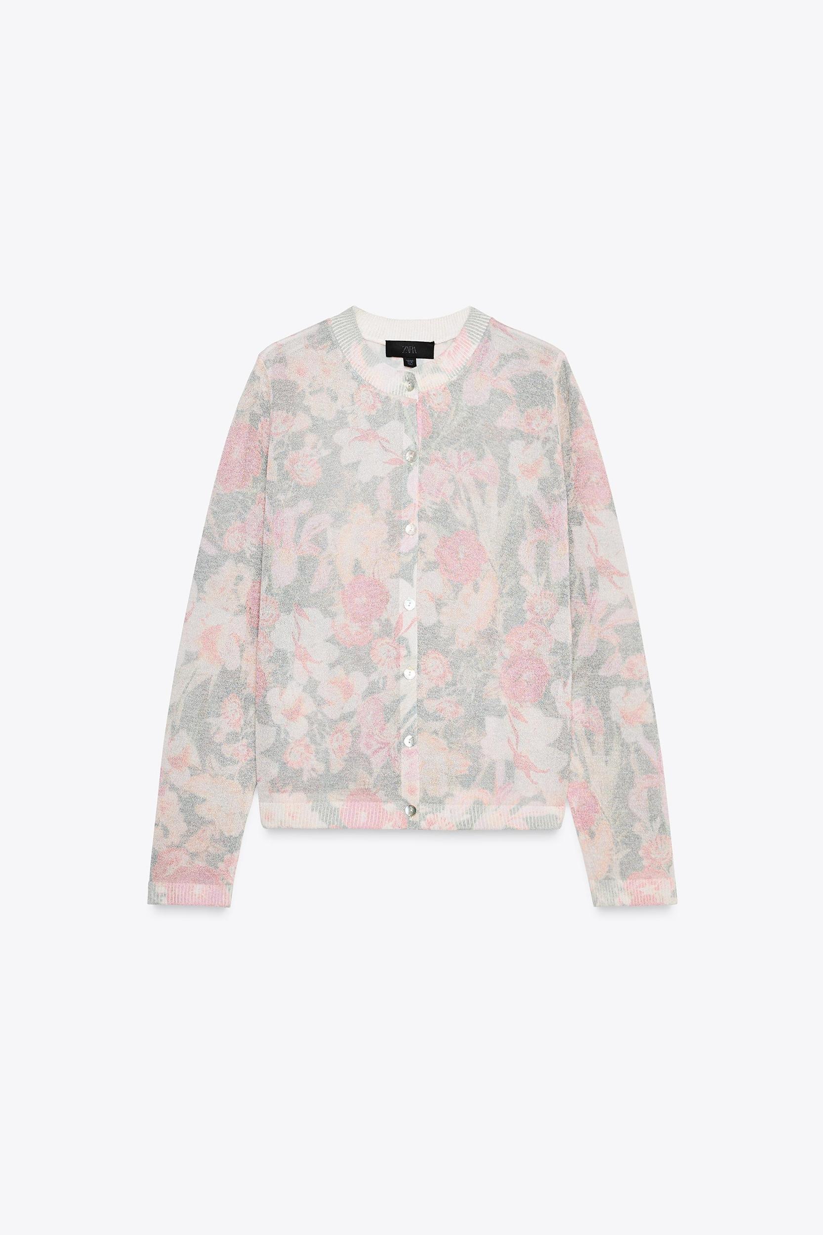FLORAL PRINT KNIT JACKET Product Image