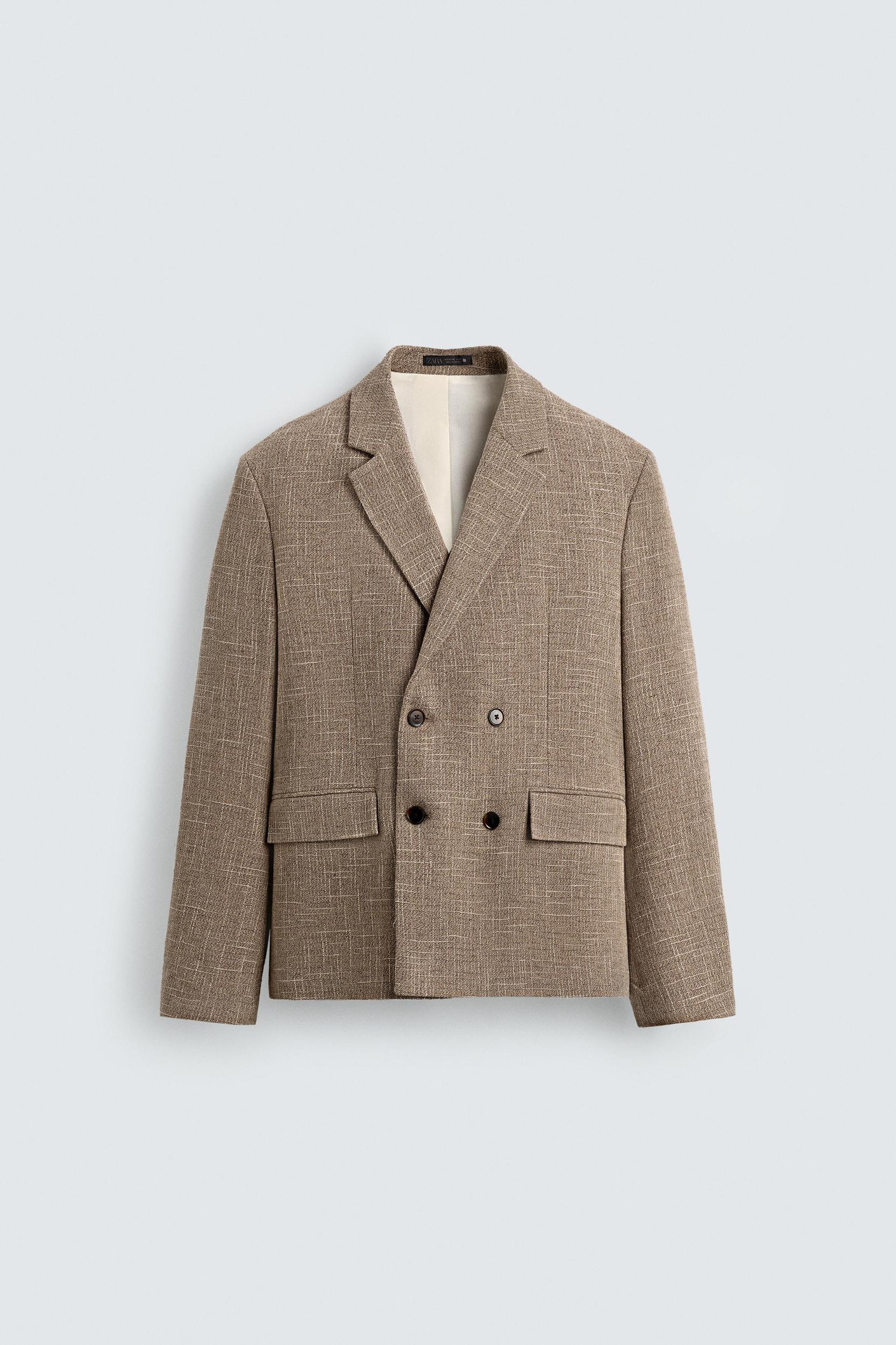 TEXTURED DOUBLE BREASTED BLAZER Product Image