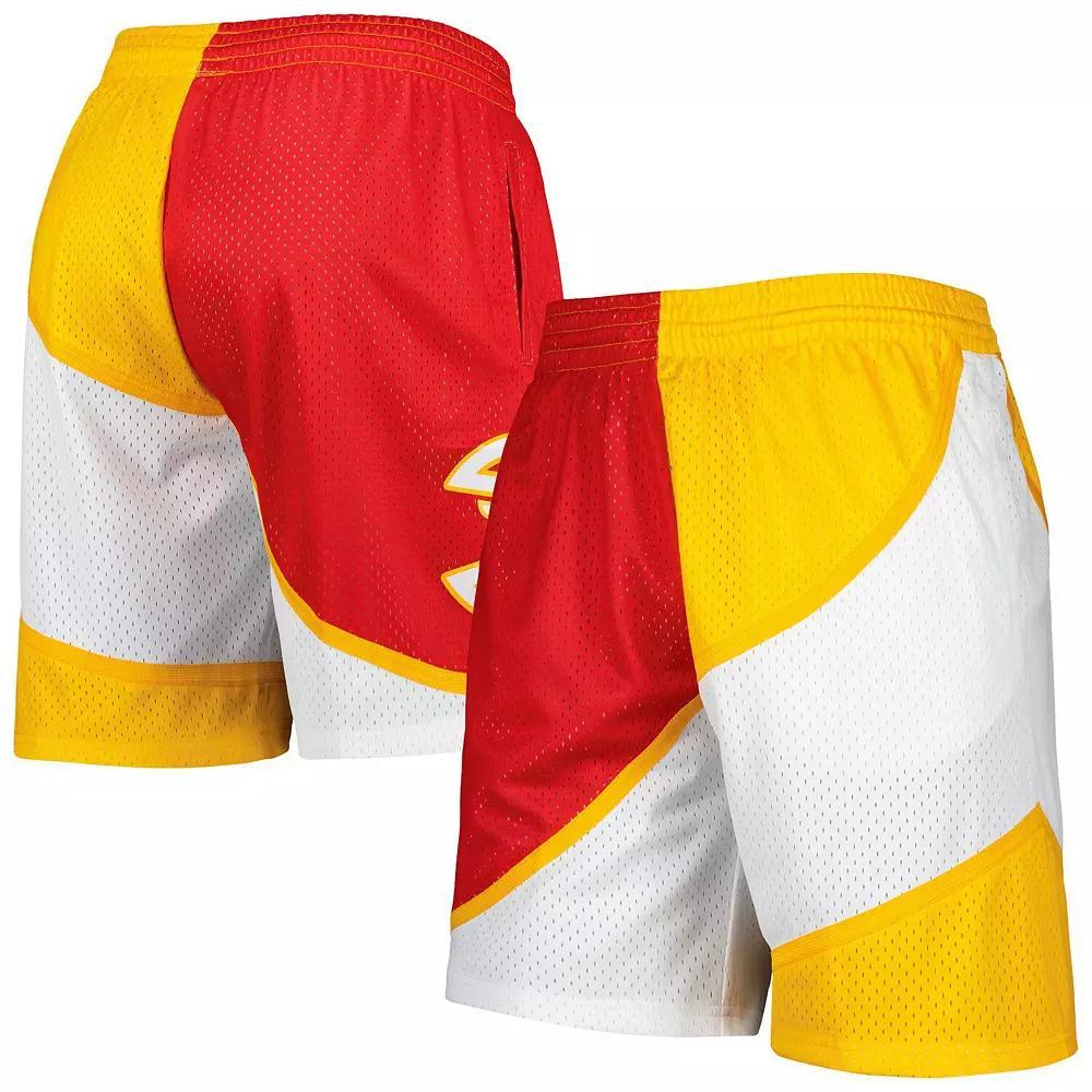 Men's Mitchell & Ness Red/Yellow Atlanta Hawks Hardwood Classics 1986 Split Swingman Shorts, Size: XL Product Image
