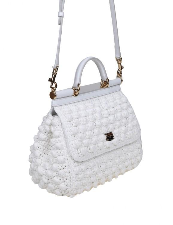 DOLCE & GABBANA Dolce E Gabbana Raffia Crochet Handbag White Color Product Image