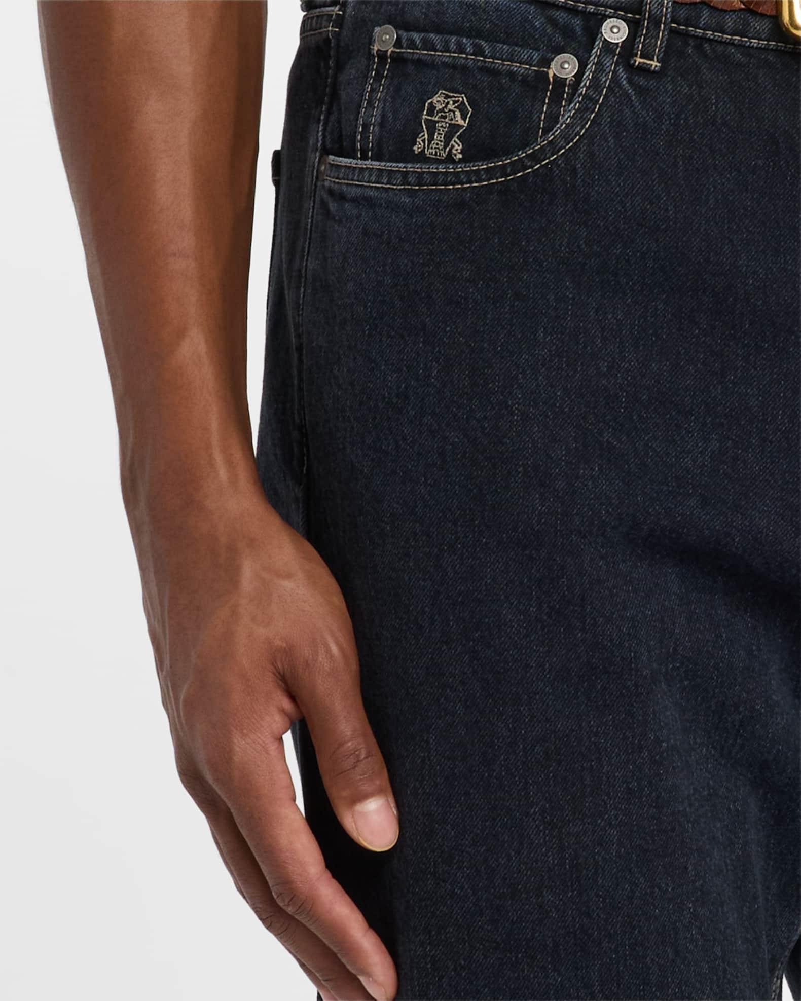 Men's Straight-Fit Dark Denim Jeans Product Image