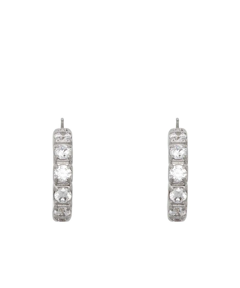 JIL SANDER Zircon-embellished Hoop Earrings In Gray Product Image