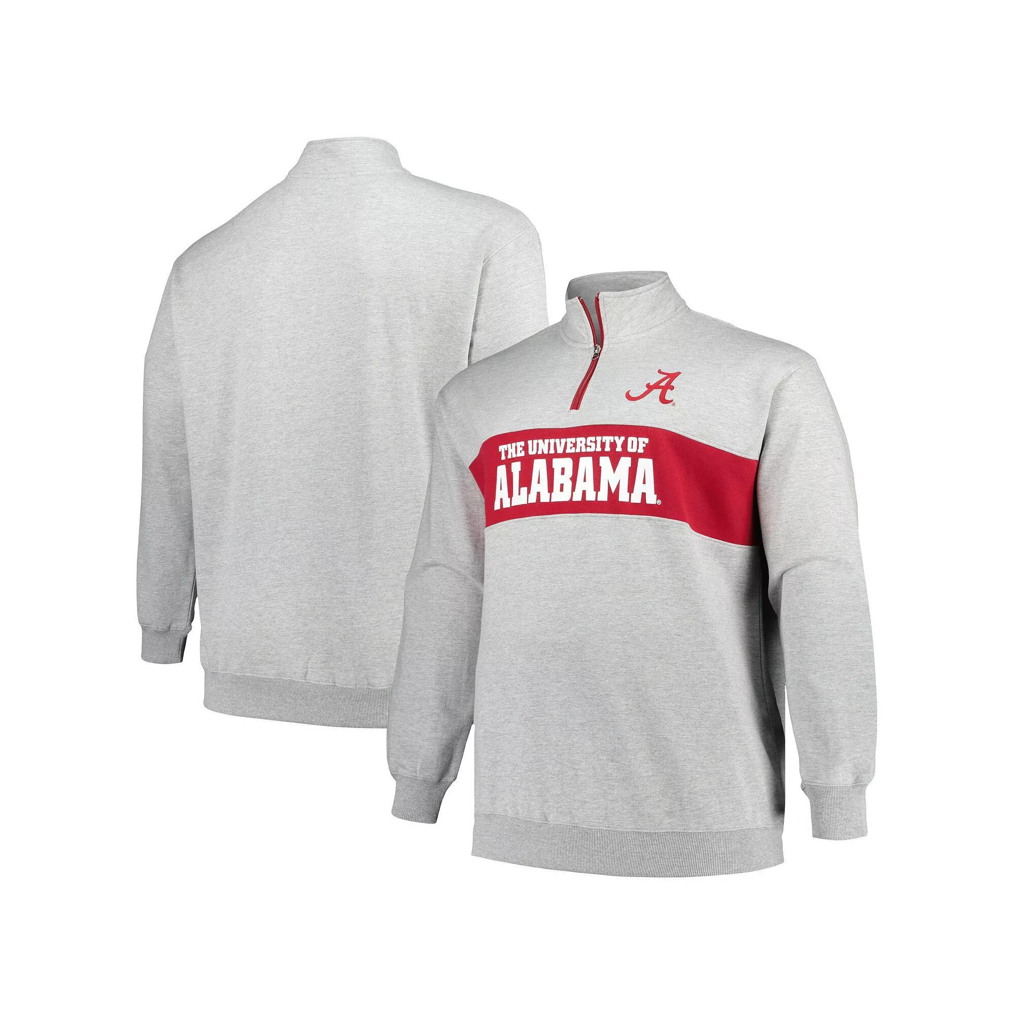 Men's Profile Heather Gray Alabama Crimson Tide Big & Tall Fleece Quarter-Zip Jacket,  Product Image