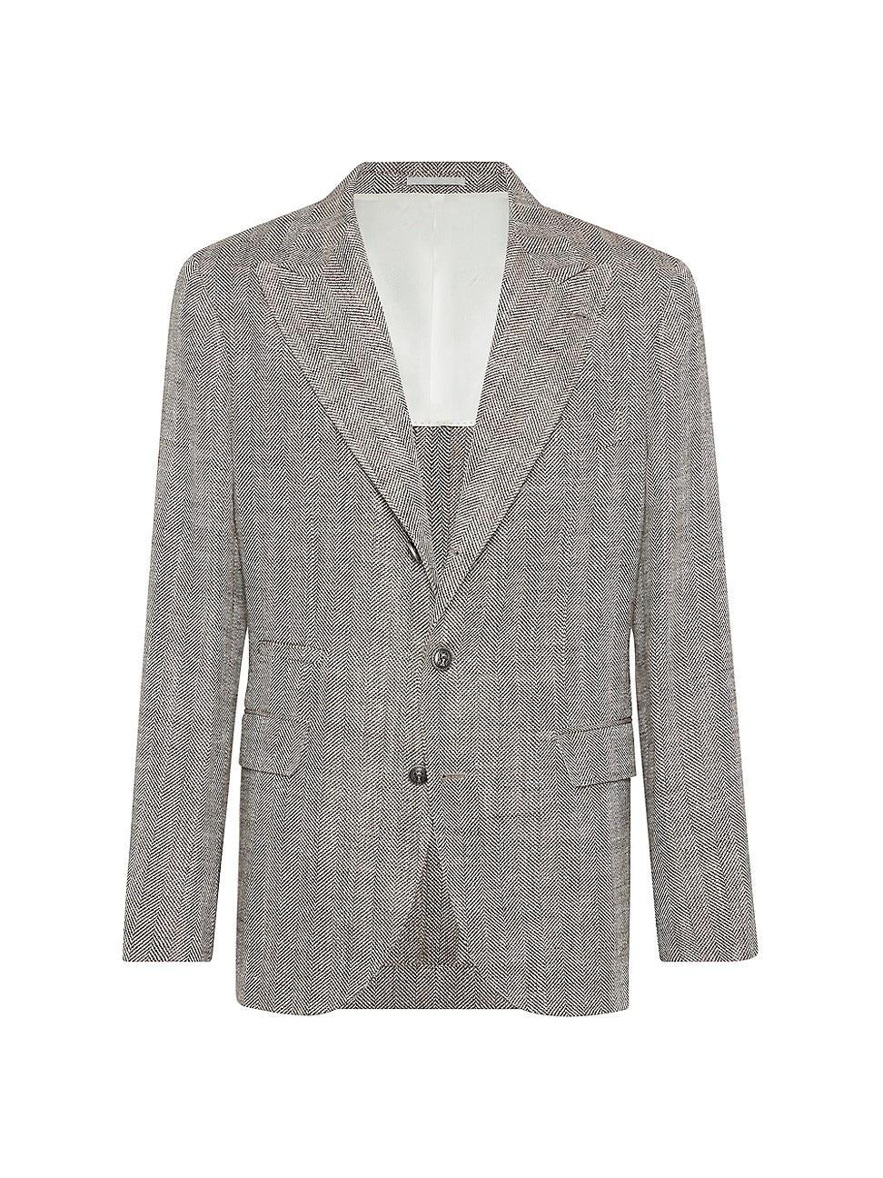 Mens Chevron Deconstructed Blazer with Large Peak Lapels Product Image