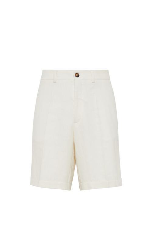 BRUNELLO CUCINELLI Linen-silk-blend Bermuda Shorts In Panama Product Image