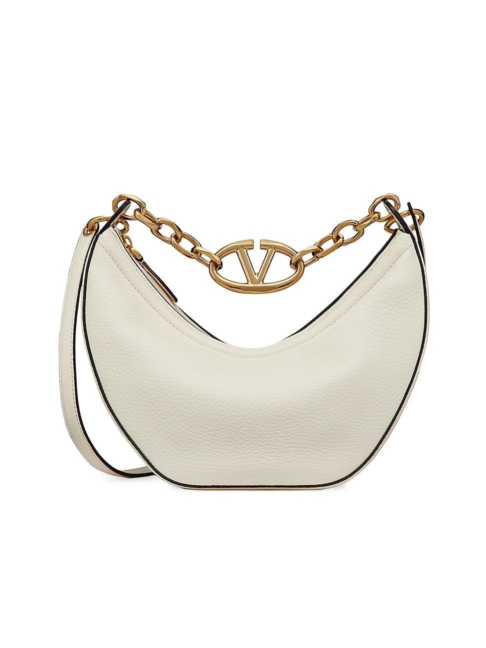 Womens Small VLogo Moon Hobo Bag In Leather With Chain Product Image