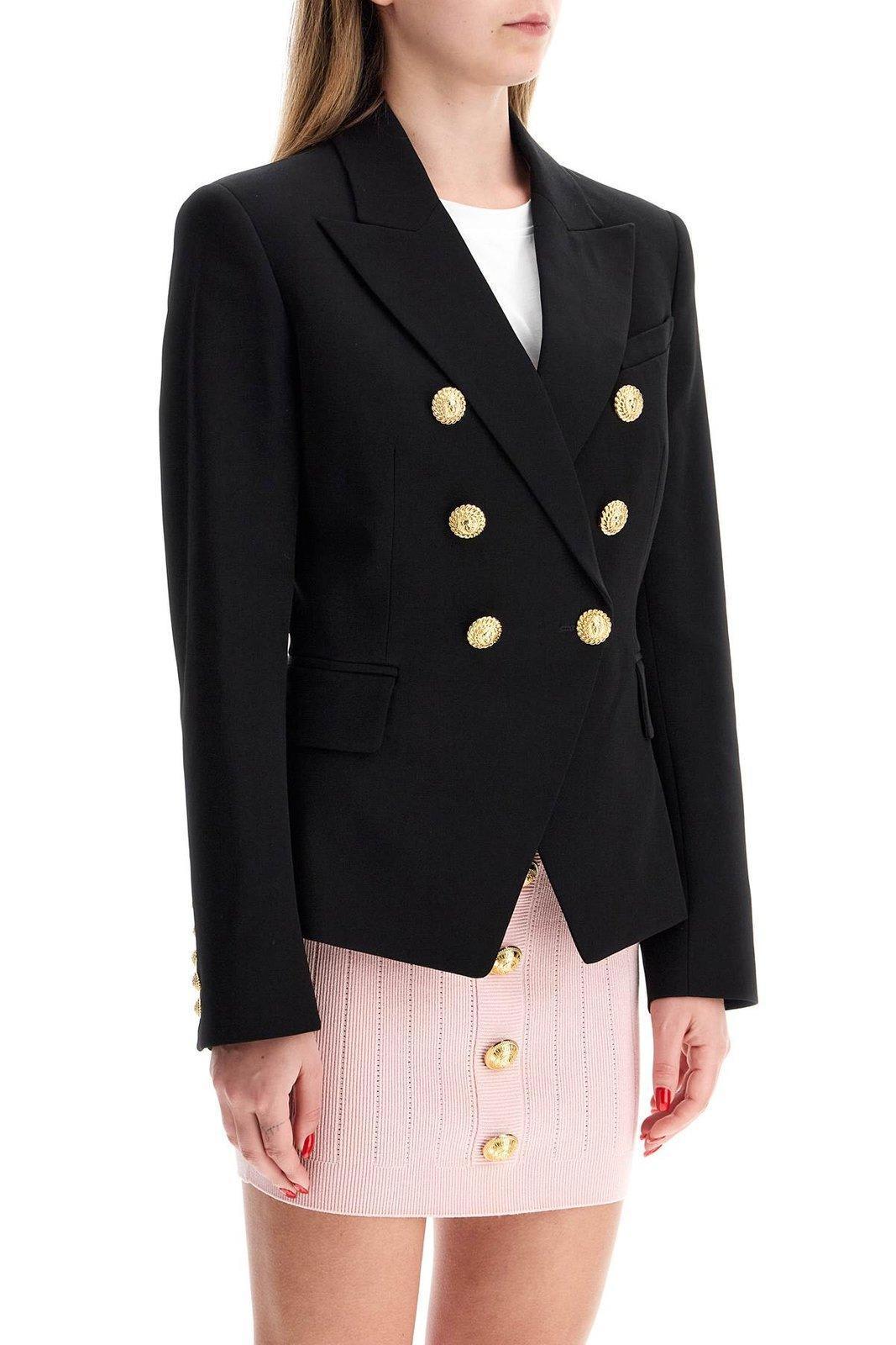 BALMAIN Wool Double-breasted Blazer In Black Product Image