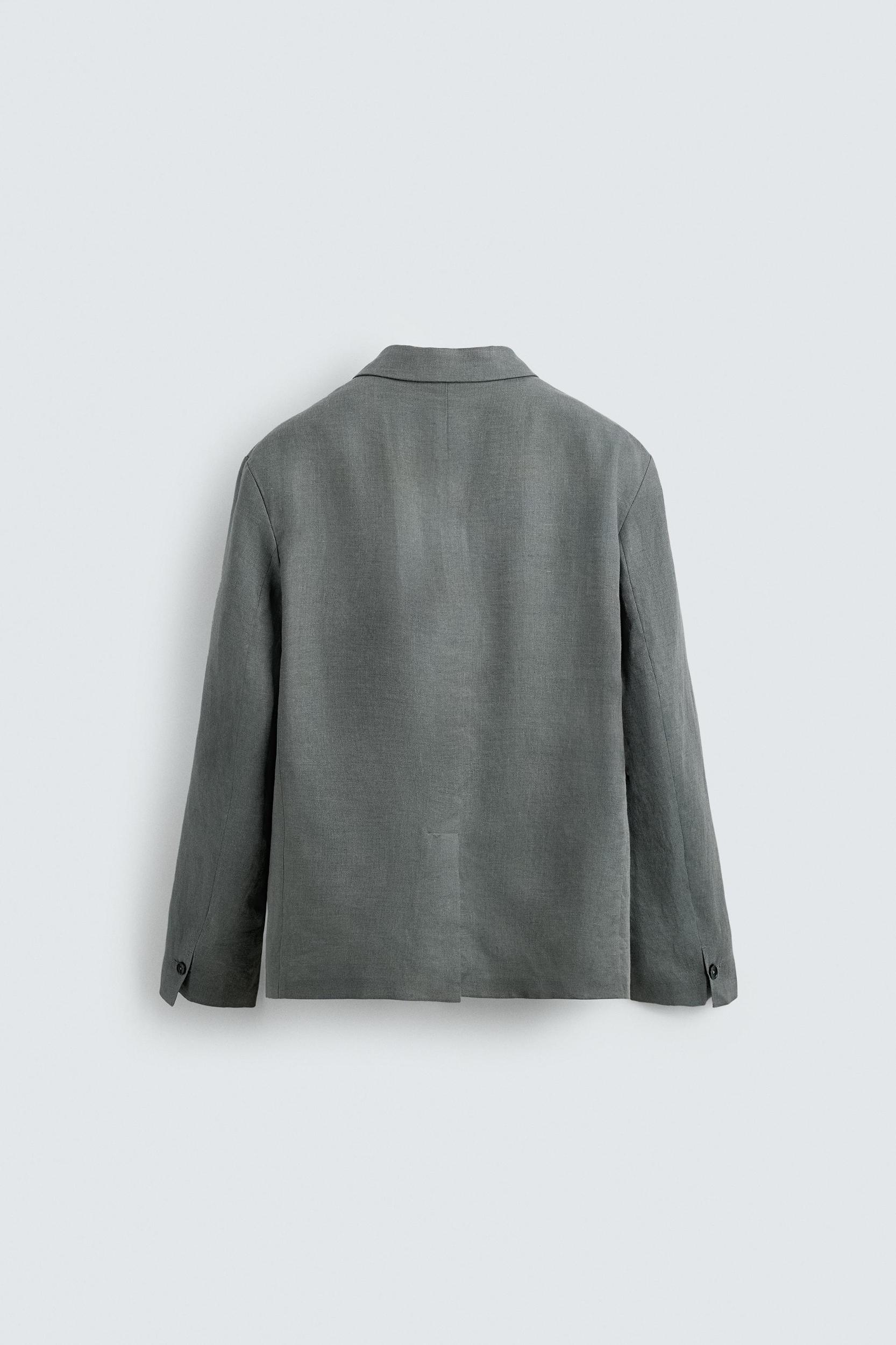 100% LINEN DOUBLE BREASTED SUIT BLAZER Product Image