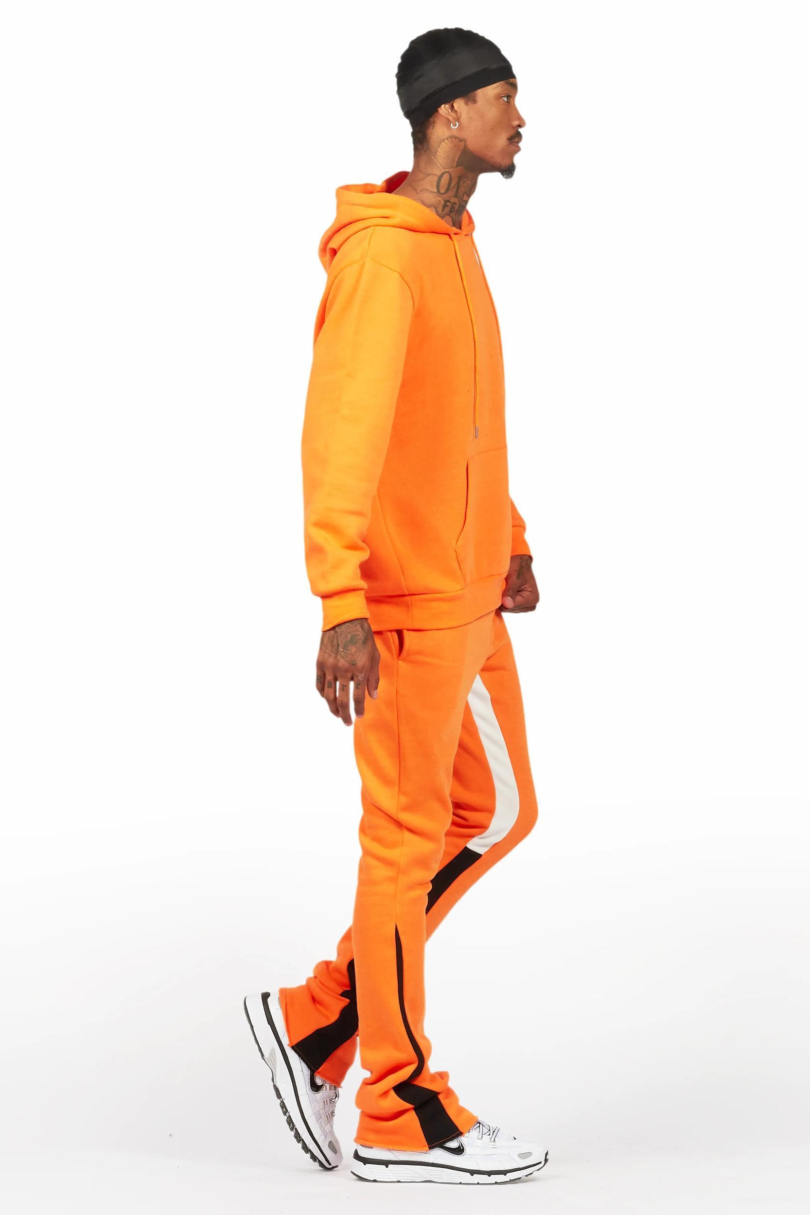 Basic Orange Hoodie/Stacked Flare Track Set Male Product Image