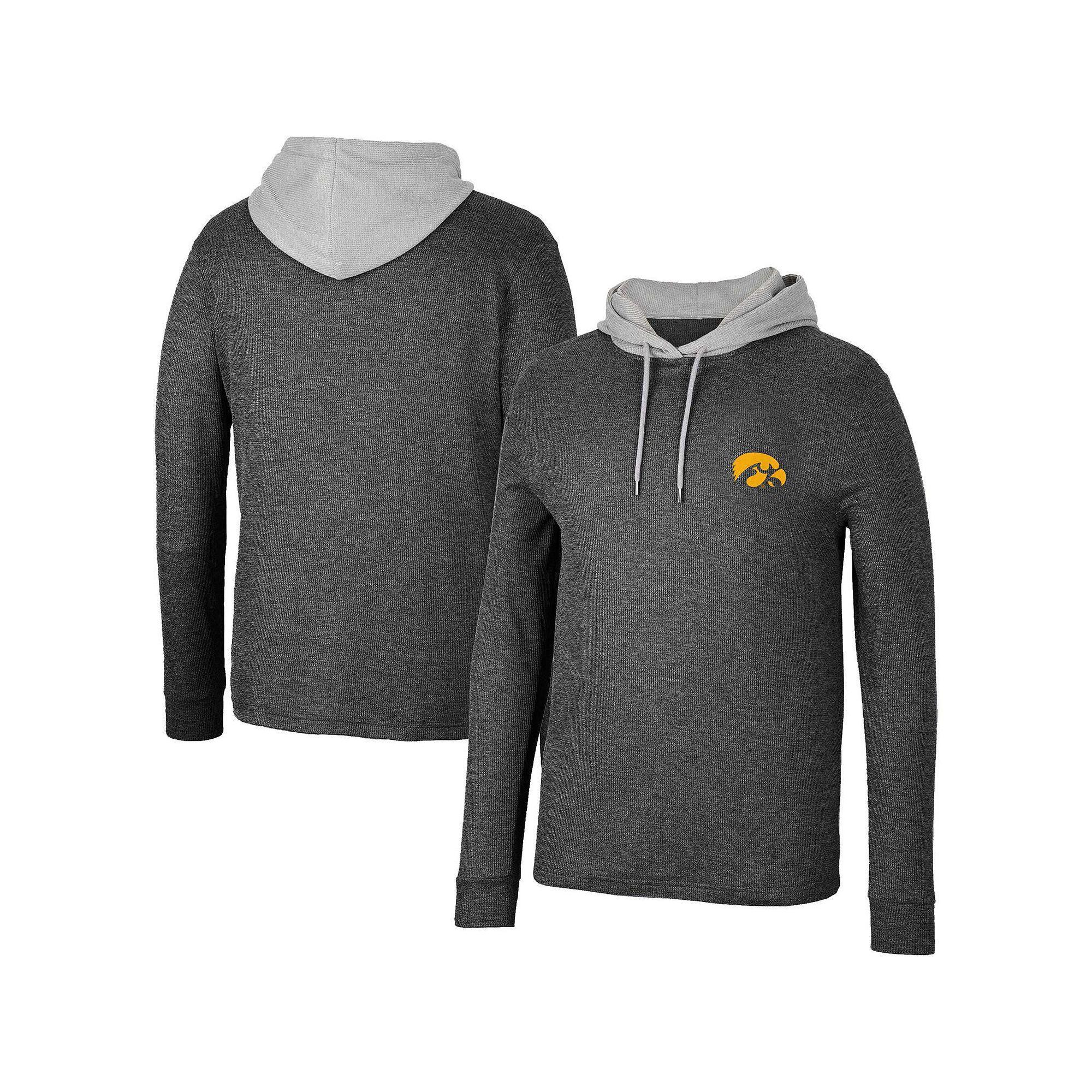 Men's Colosseum Black Oklahoma Sooners Ballot Waffle-Knit Thermal Long Sleeve Hoodie T-Shirt,  Product Image