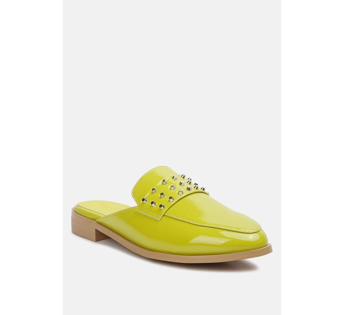 Womens Rag & Co YASHTA Patent Studded Womens Flat Mules Product Image