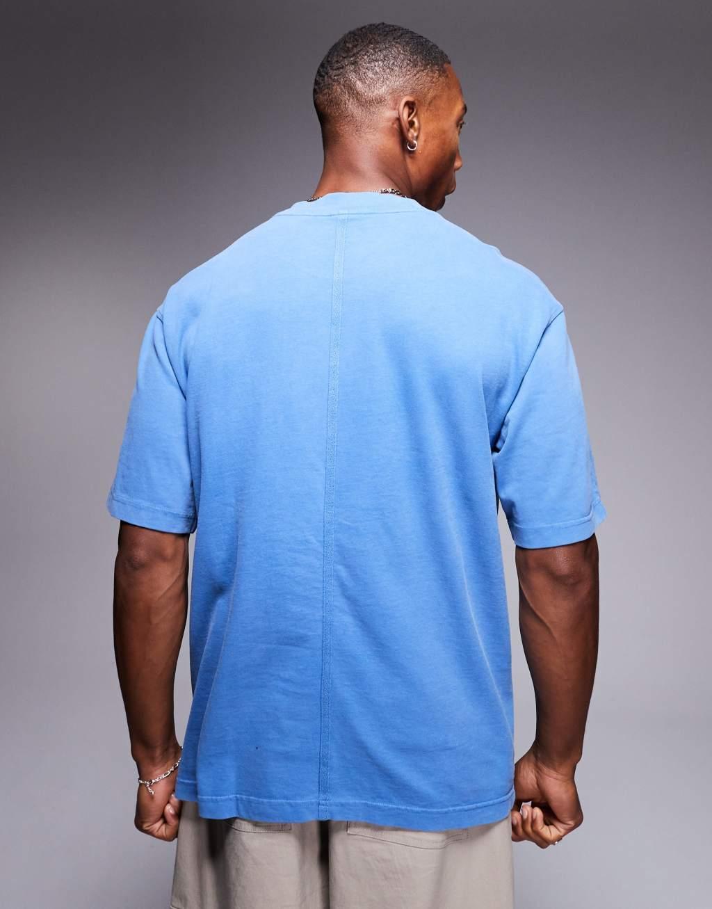 BOSS Orange relaxed fit t-shirt in garment dyed light blue Product Image