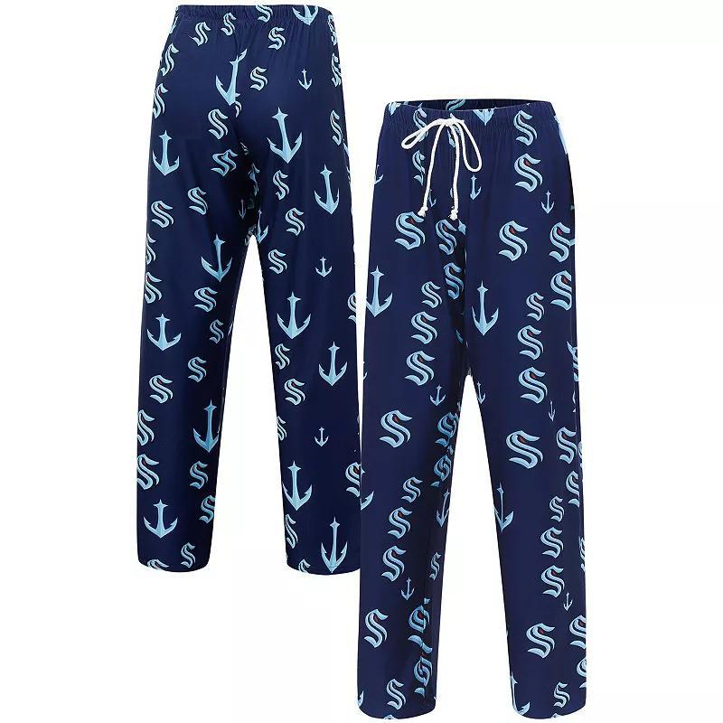 Womens Concepts Sport Deep Sea Blue Seattle Kraken Gauge Allover Print Knit Sleep Pants Krk Blue Product Image