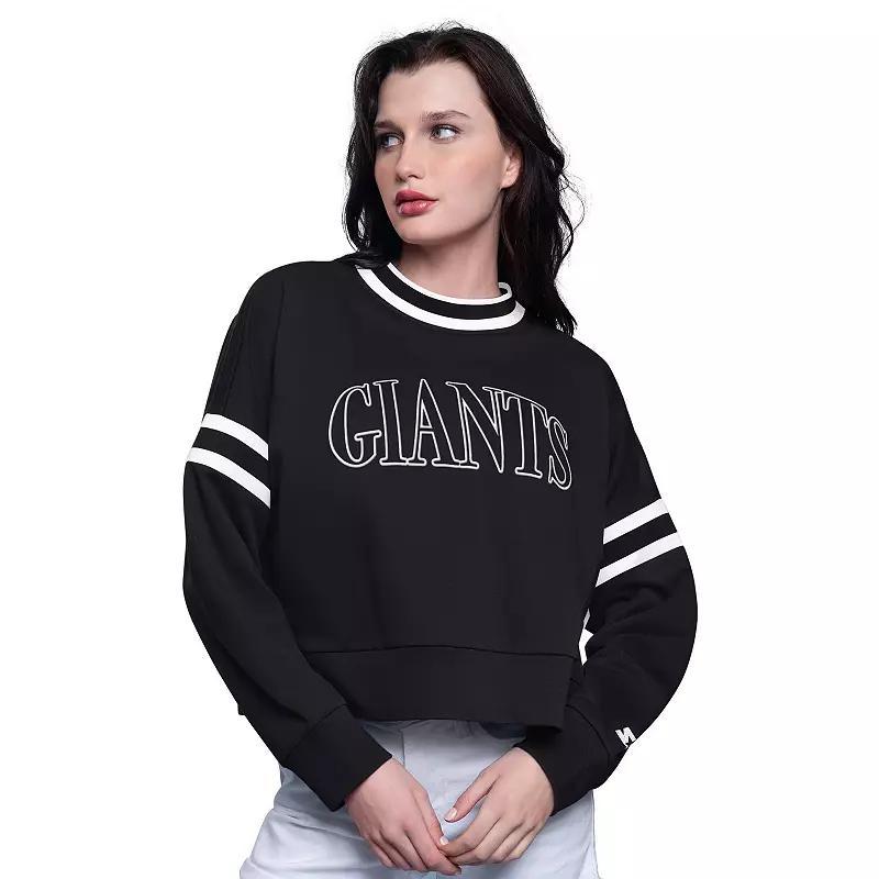 Women's Starter Black San Francisco Giants Power Play Cropped Pullover Sweatshirt,  Product Image