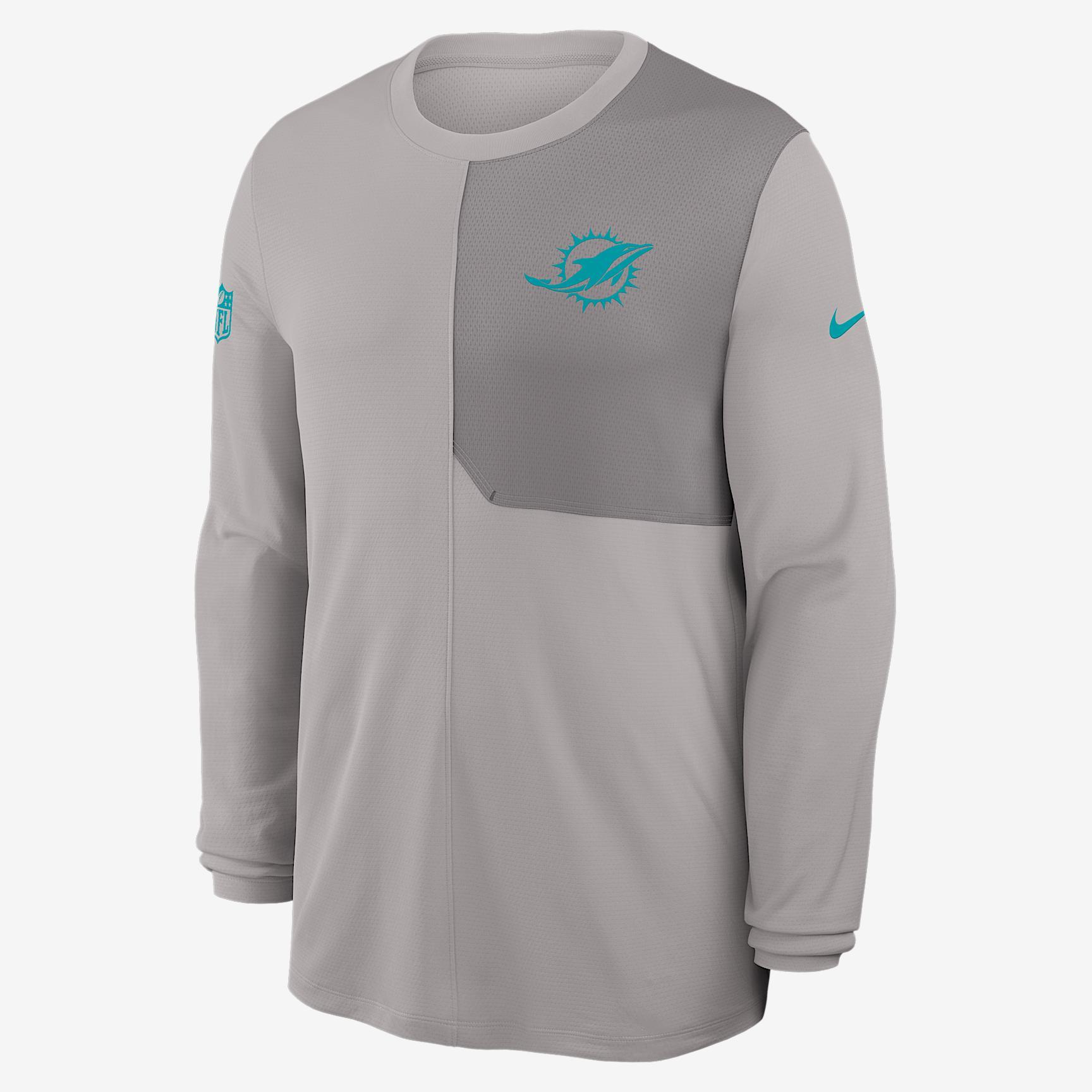Miami Dolphins Sideline Coach Nike Mens Dri-FIT NFL Long-Sleeve Top | 03B10DPT9P-81D Product Image