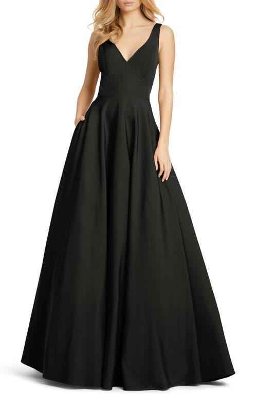 Ieena for Mac Duggal V-Neck Lined Pocketed Sleeveless Ball Gown Product Image