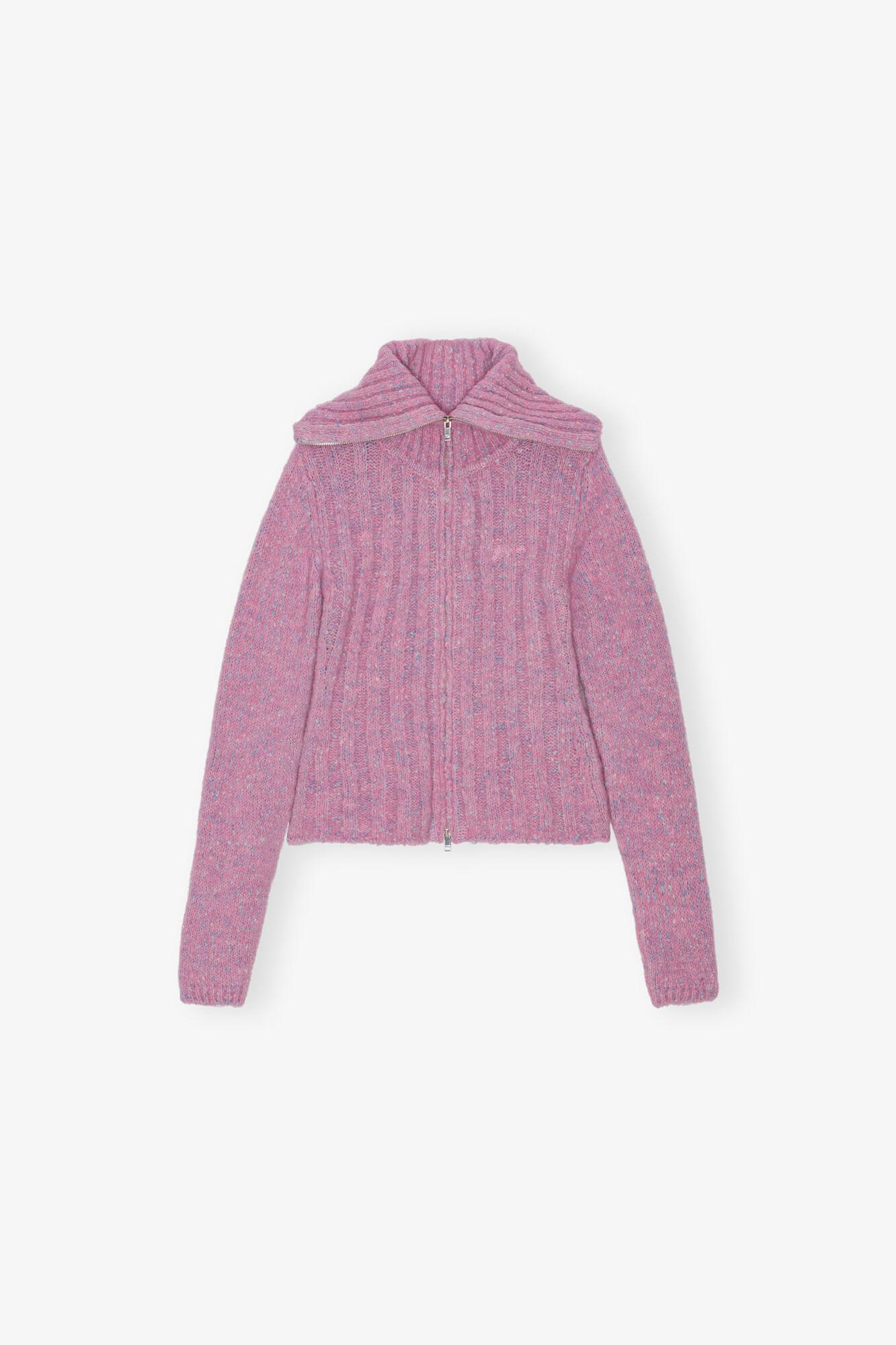 Pink Highneck Zip Cardigan Product Image