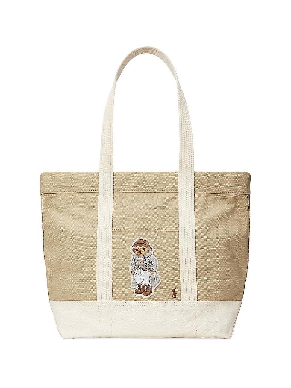 Womens Medium Bear Canvas Tote Bag Product Image