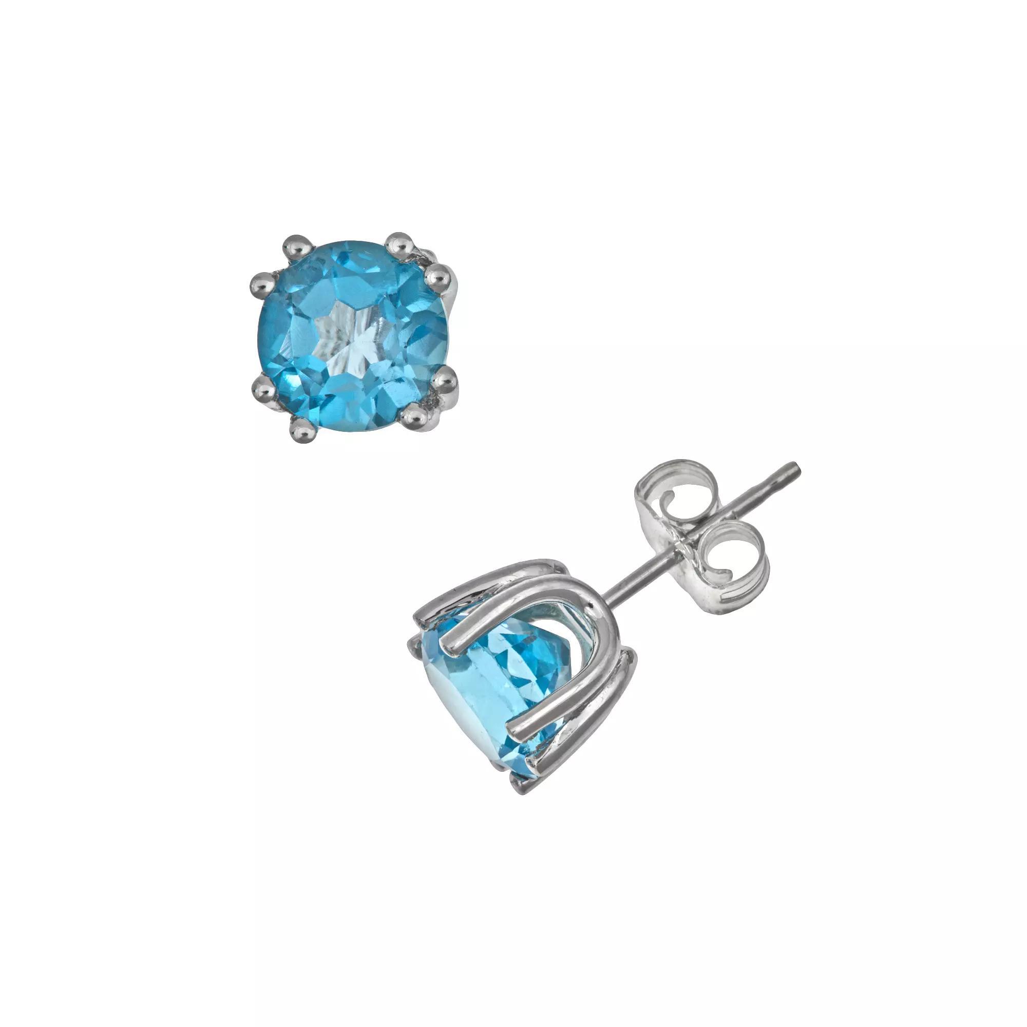 Celebration Gems Sterling Silver Swiss Blue Topaz Stud Earrings, Women's Product Image