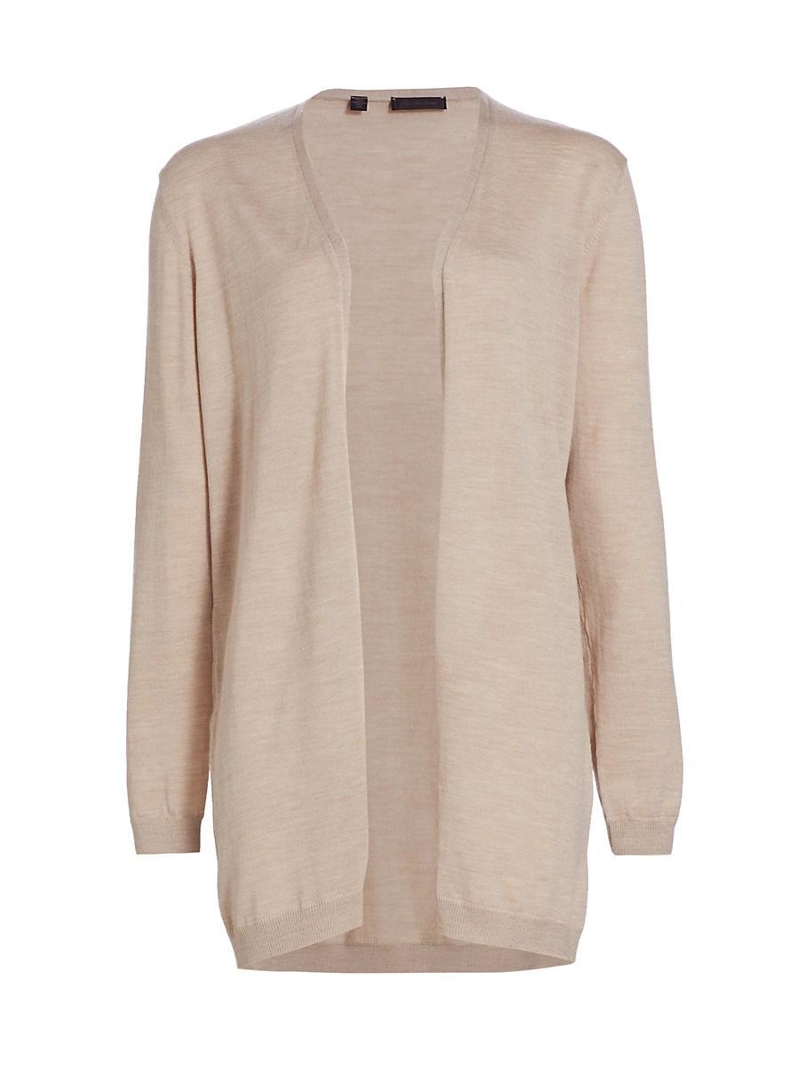 Womens Sand Merino Wool Cardigan Product Image