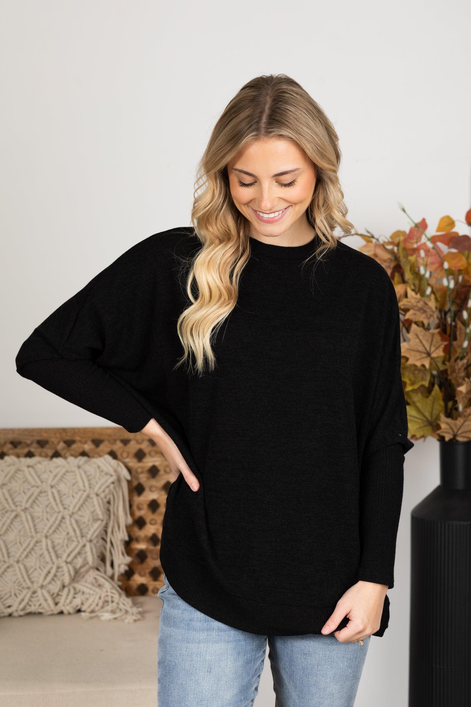 Long Sleeve Melange Knit Top Product Image