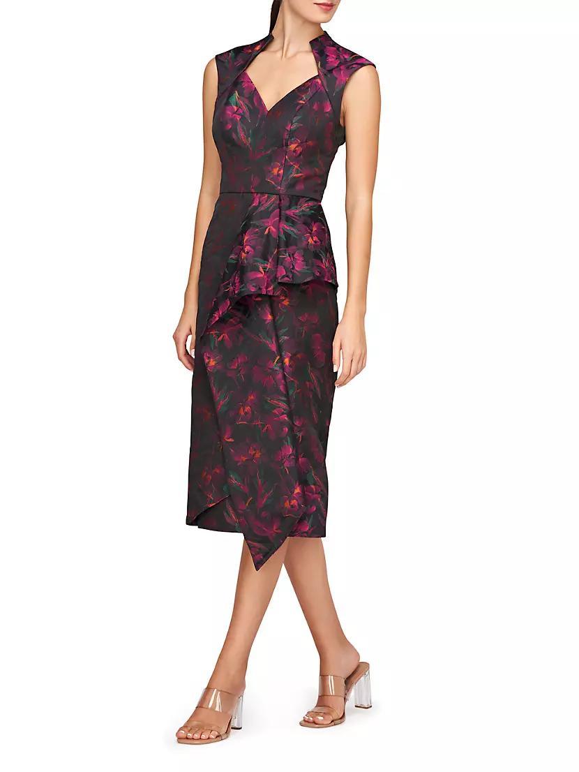 Kensley Floral Jacquard Midi Cocktail Dress Product Image