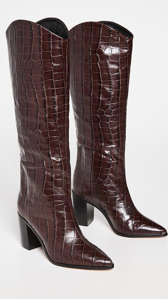 Schutz Maryana Leather Knee-High Croc Boot Womens at Urban Outfitters Product Image