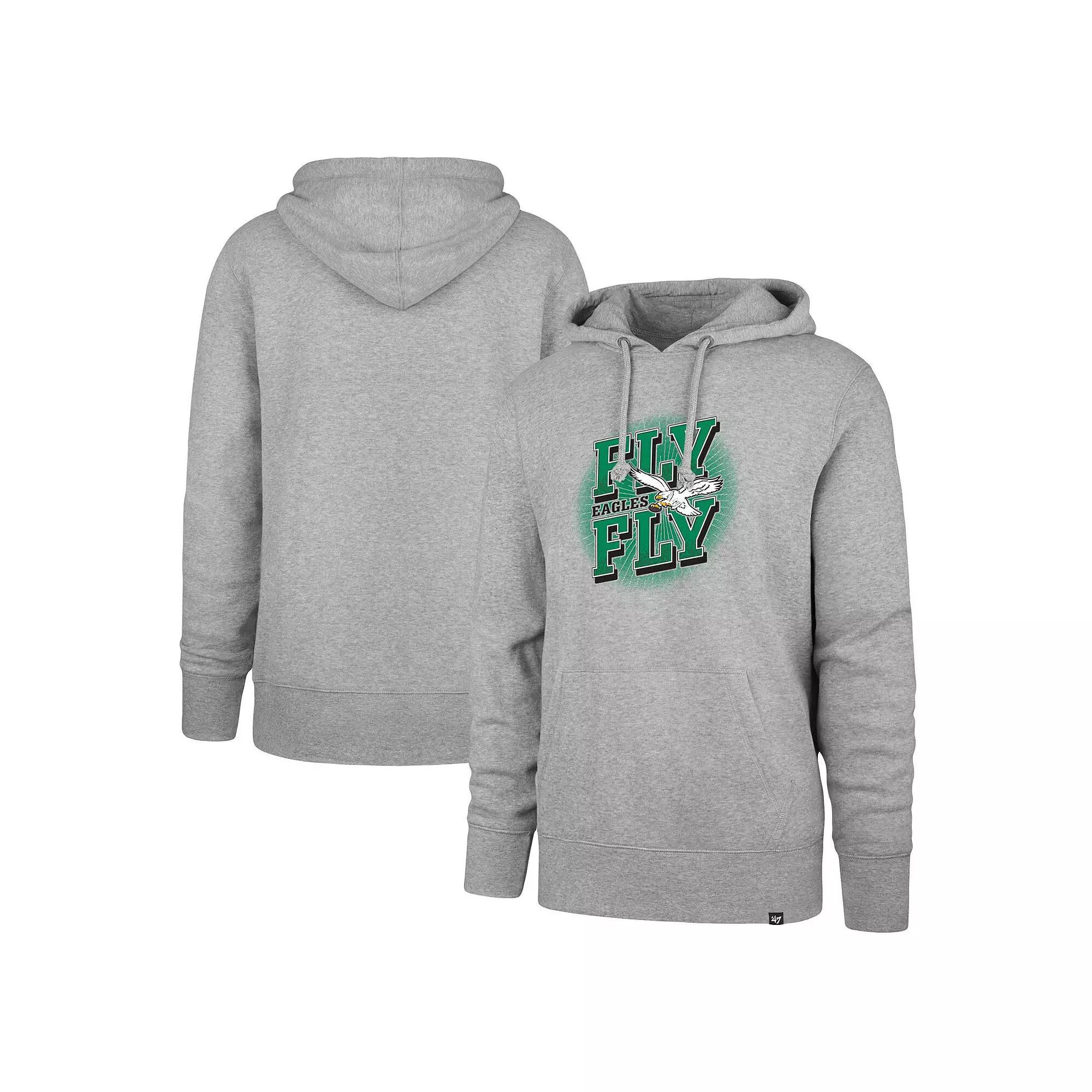 Men's '47 Gray Philadelphia Eagles Fly Eagles Fly Regional Headline Pullover Hoodie,  Product Image