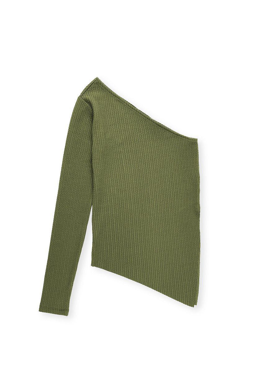 One Sleeve Jersey Top Green Product Image
