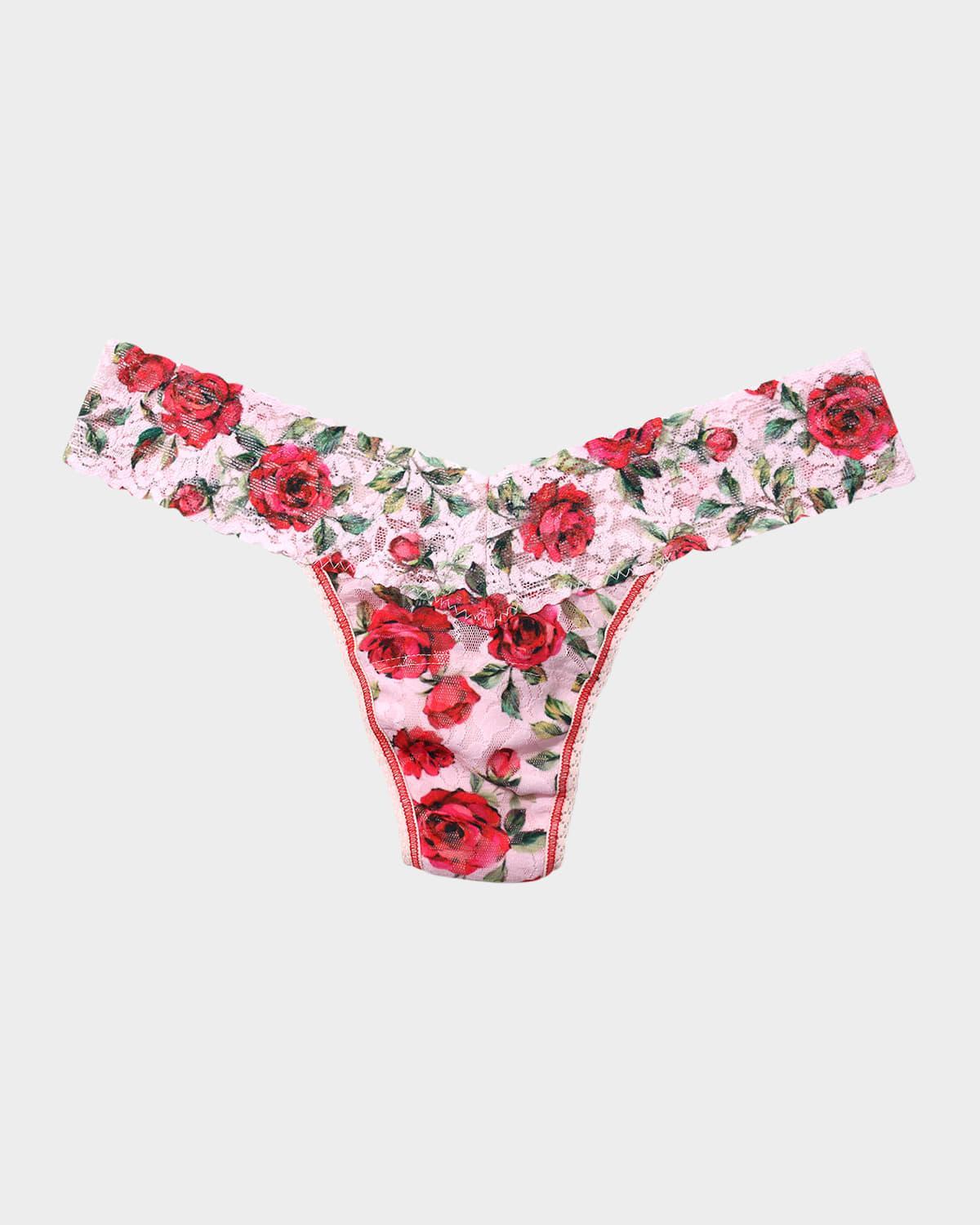 Signature Lace Low Rise Printed Thong Product Image