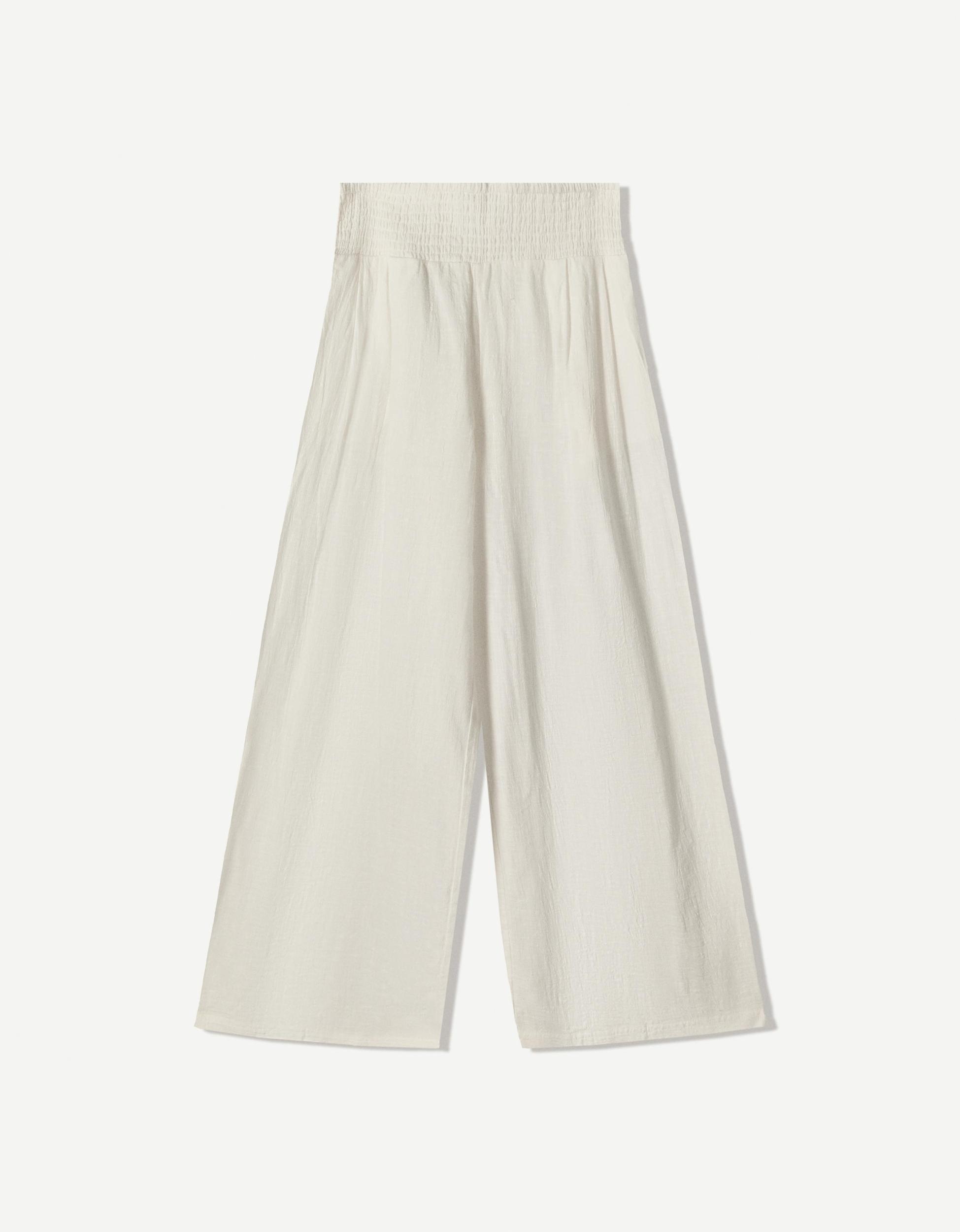 Rustic wide-leg pants with darts Product Image