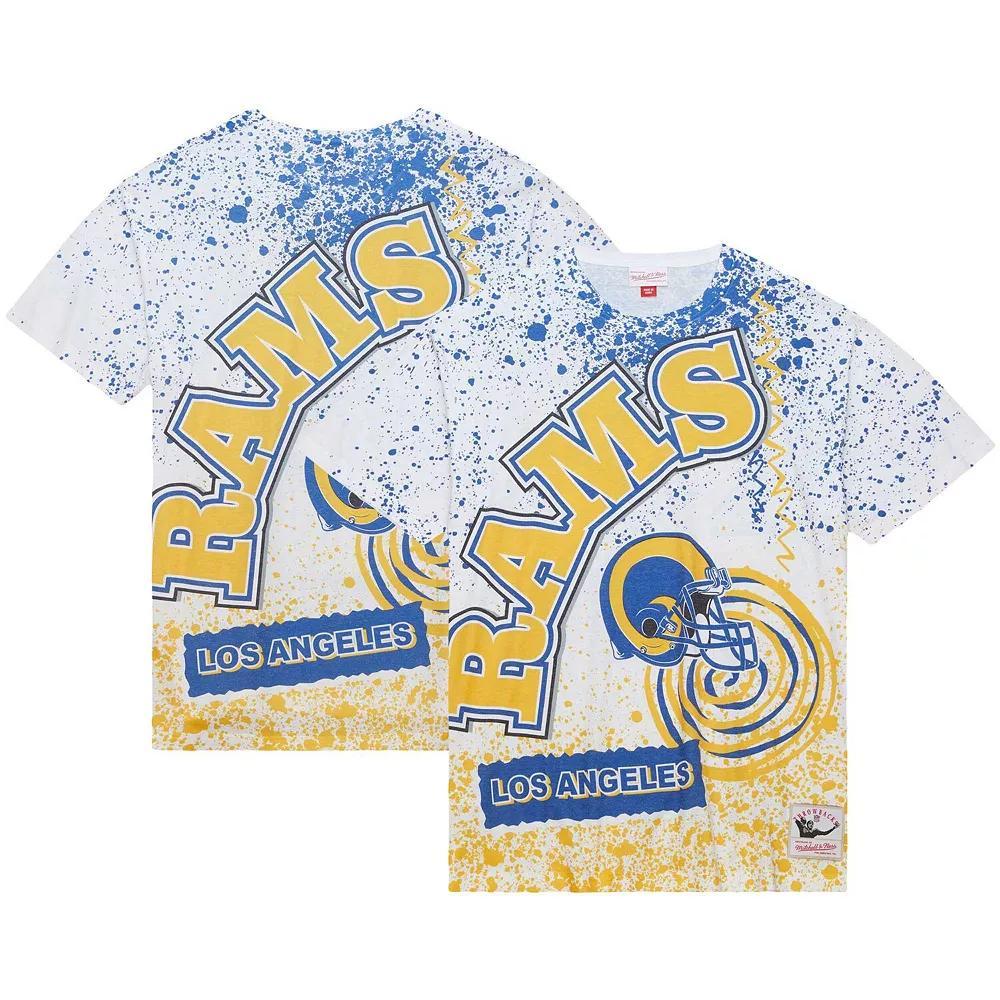 Men's Mitchell & Ness White Los Angeles Rams Team Burst Sublimated T-Shirt, Size: Large Product Image