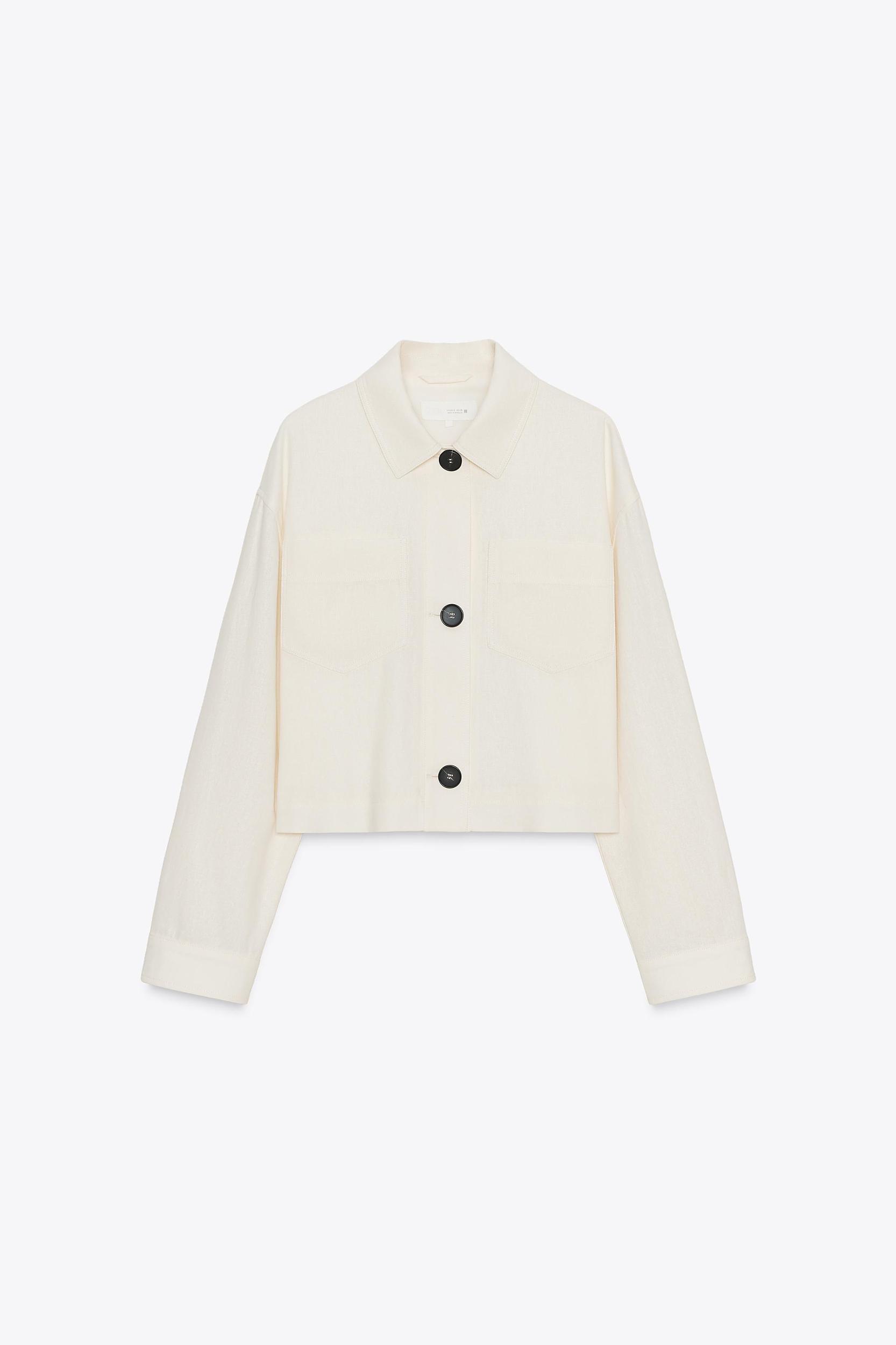 LINEN JACKET WITH CONTRAST SLEEVES Product Image