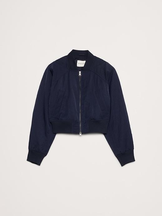 Water-Resistant Cropped Bomber Jacket Product Image