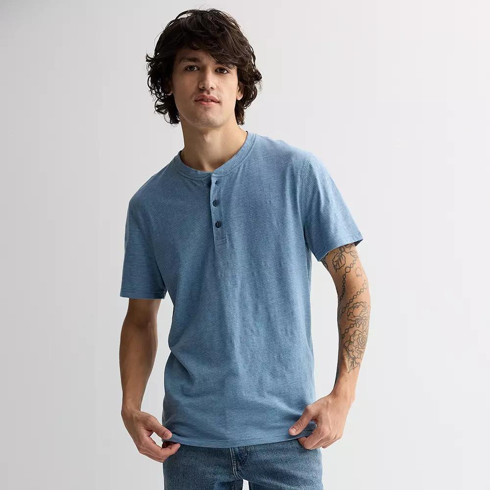 Men's Sonoma Goods For Life® Essential Short Sleeve Striped Henley T-Shirt,  Product Image