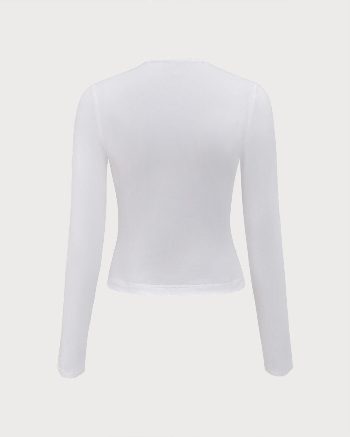 White Contrasting Bowknot Slim Tee Product Image