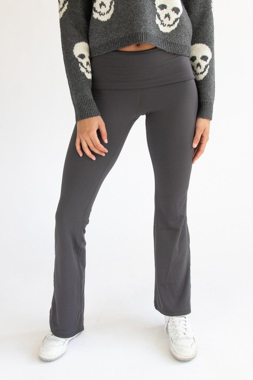 Fold Over Fleece Lined Flare Leggings Product Image