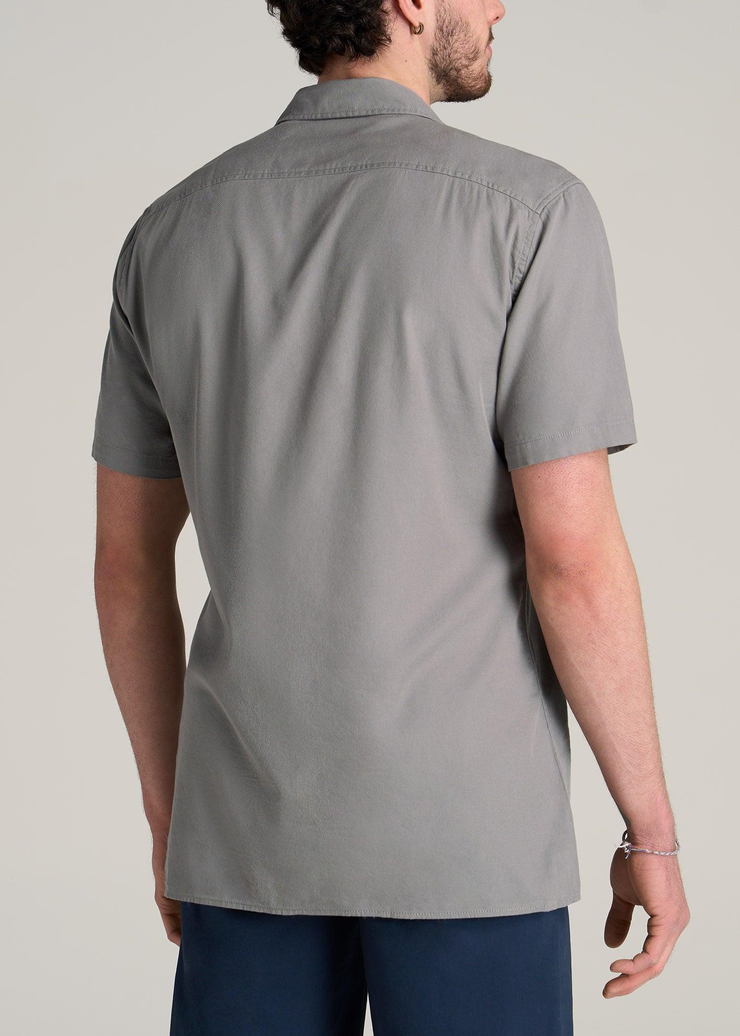 LJ&S Two-Pocket Camp Shirt for Tall Men in Pewter Product Image