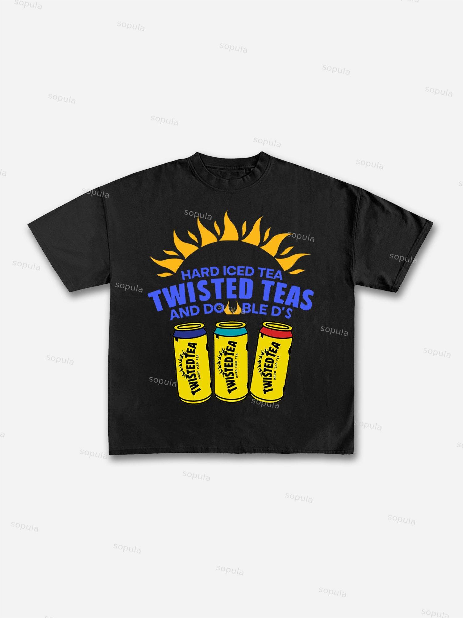 Twisted Teas And Double D's Print Cotton T-shirt Product Image