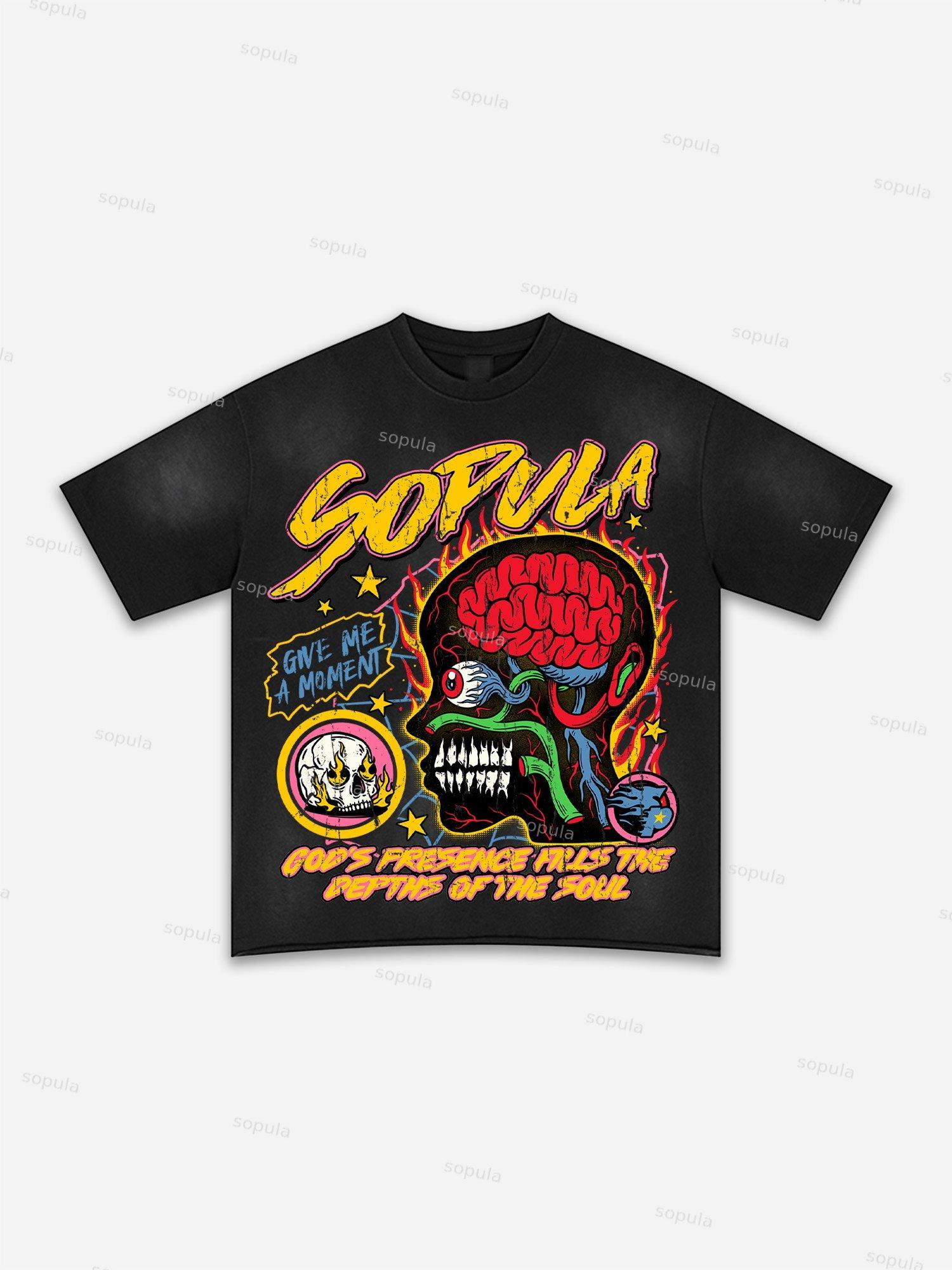 Street Goals Lip Braces Make Vintage Printed Graphic Washed T-shirt Product Image