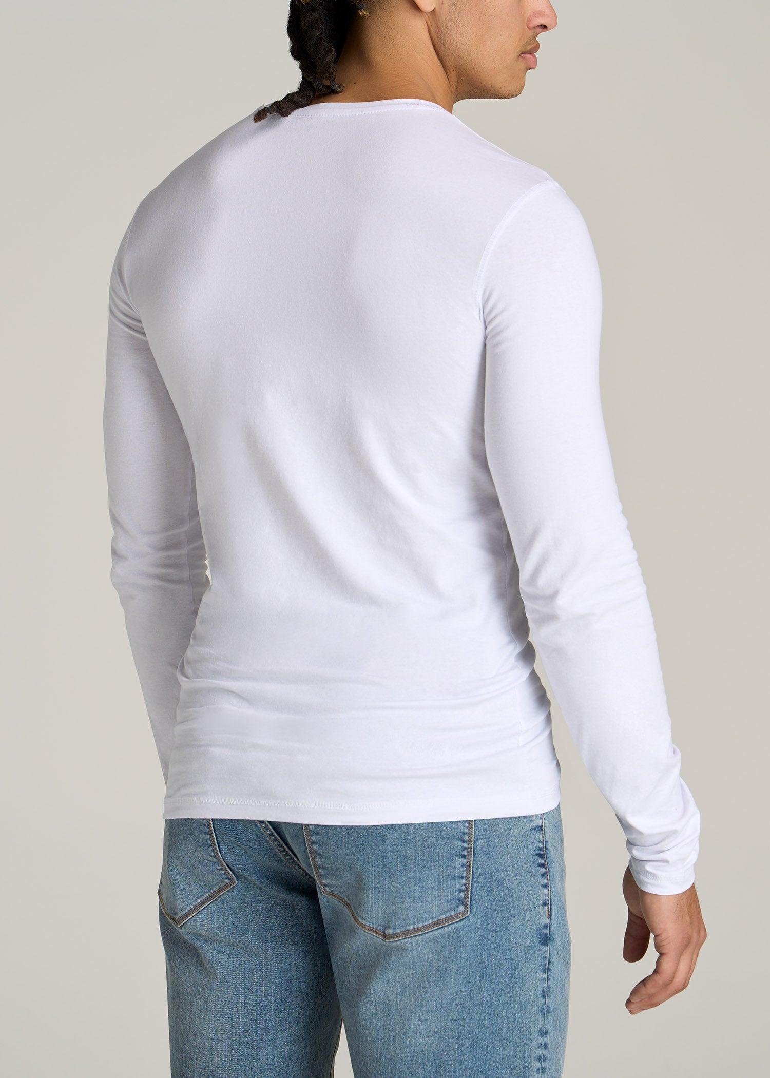 The Essential SLIM-FIT Long Sleeve Tee for Tall Men in White Male Product Image