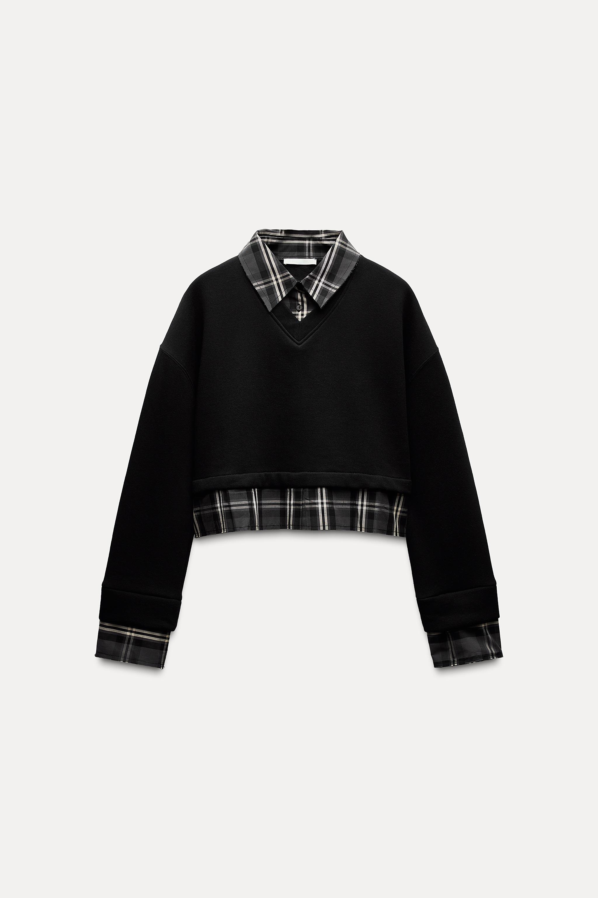 PLAID COMBINATION SWEATSHIRT Product Image