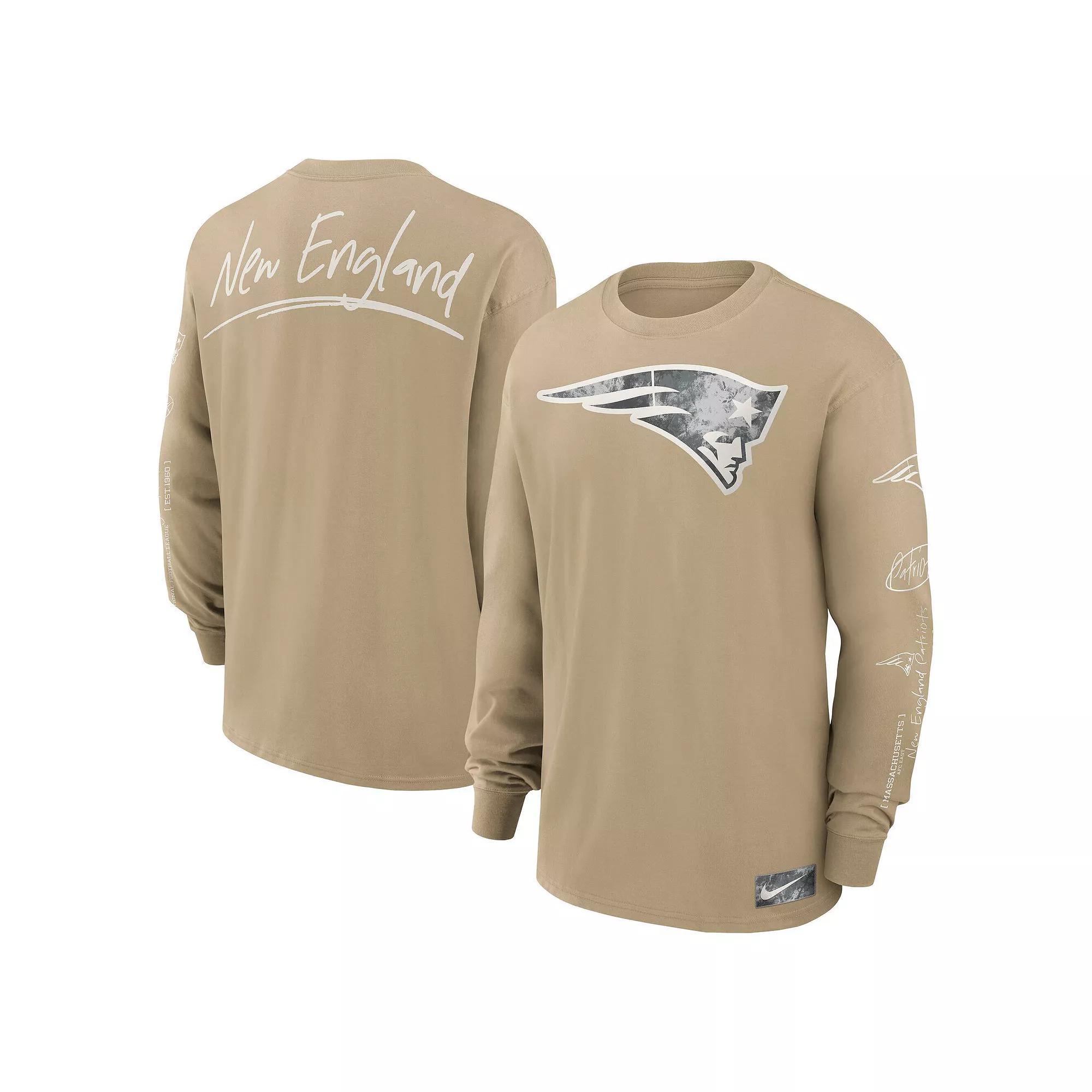 Men's Nike Tan New England Patriots Essential Statement Max90 Long Sleeve T-Shirt, Size: XXL, Team Product Image