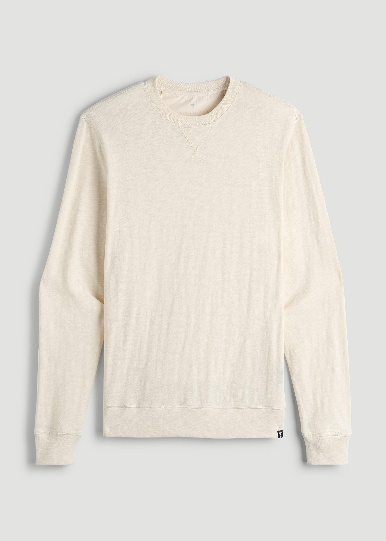 Sunwashed Slub Crewneck for Tall Men in Ivory White Male Product Image