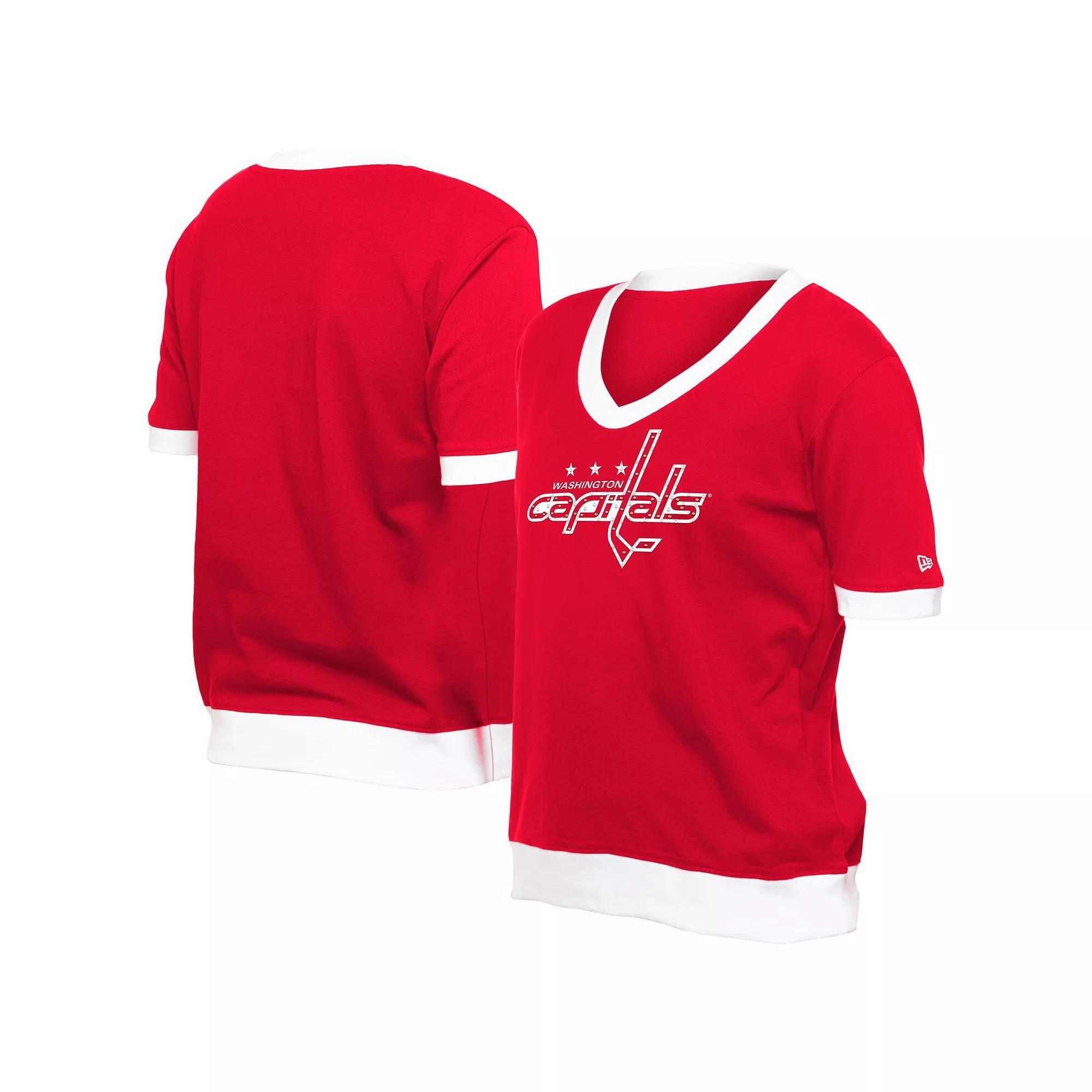 Women's New Era Red Washington Capitals Game Day Rhinestuds T-Shirt,  Product Image