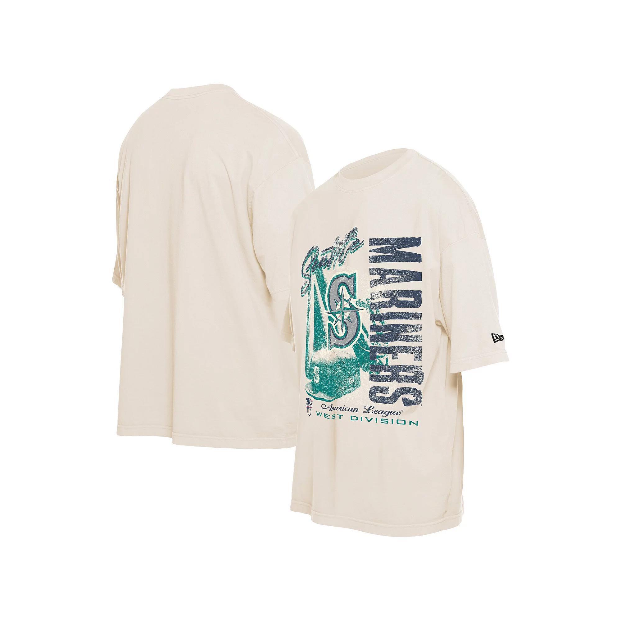 Men's New Era Cream Seattle Mariners Cooperstown Collection Oversized Throwback Distressed T-Shirt, Size: 2XL, Beige Product Image