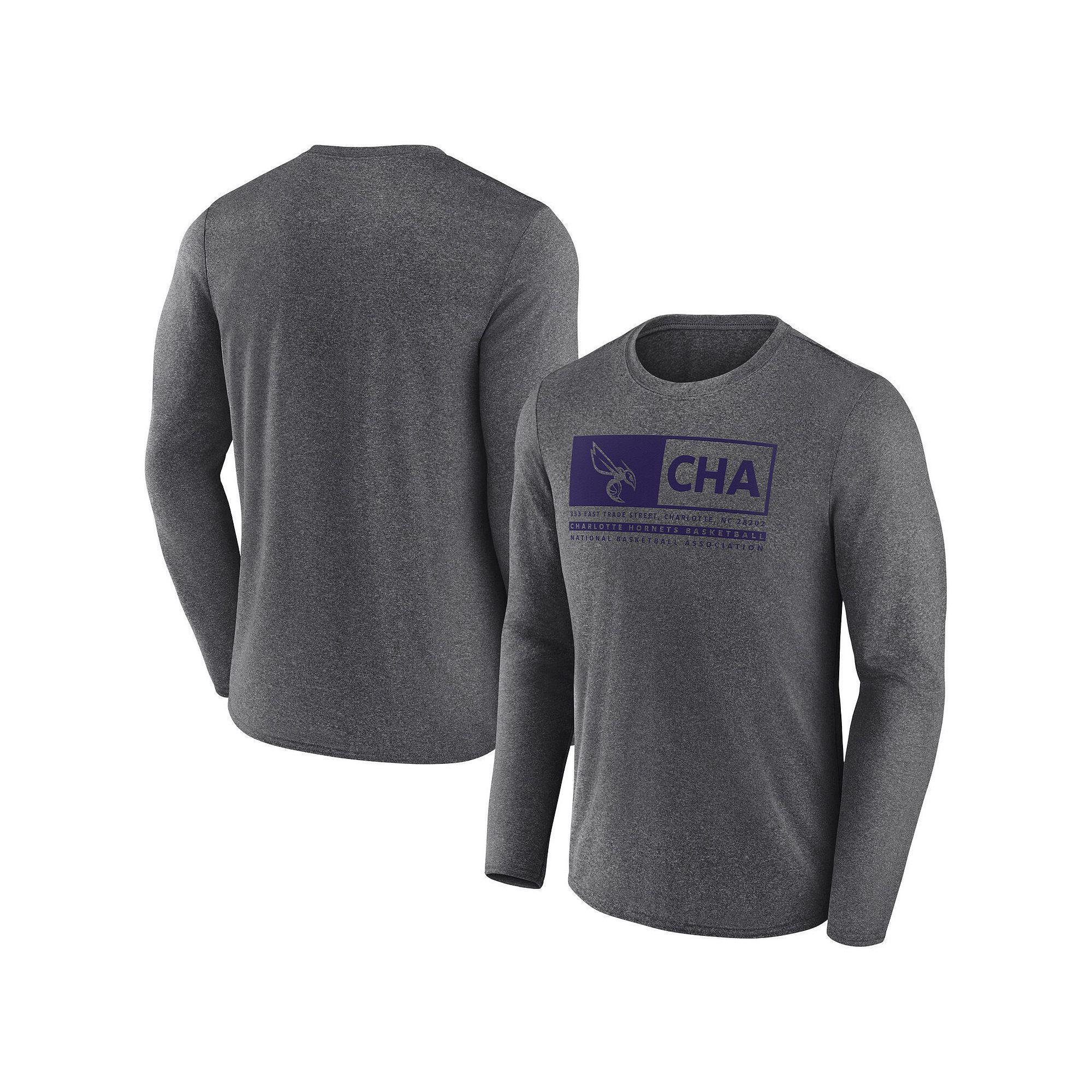 Men's Fanatics Branded Heather Charcoal Charlotte Hornets Three-Point Play T-Shirt,  Product Image