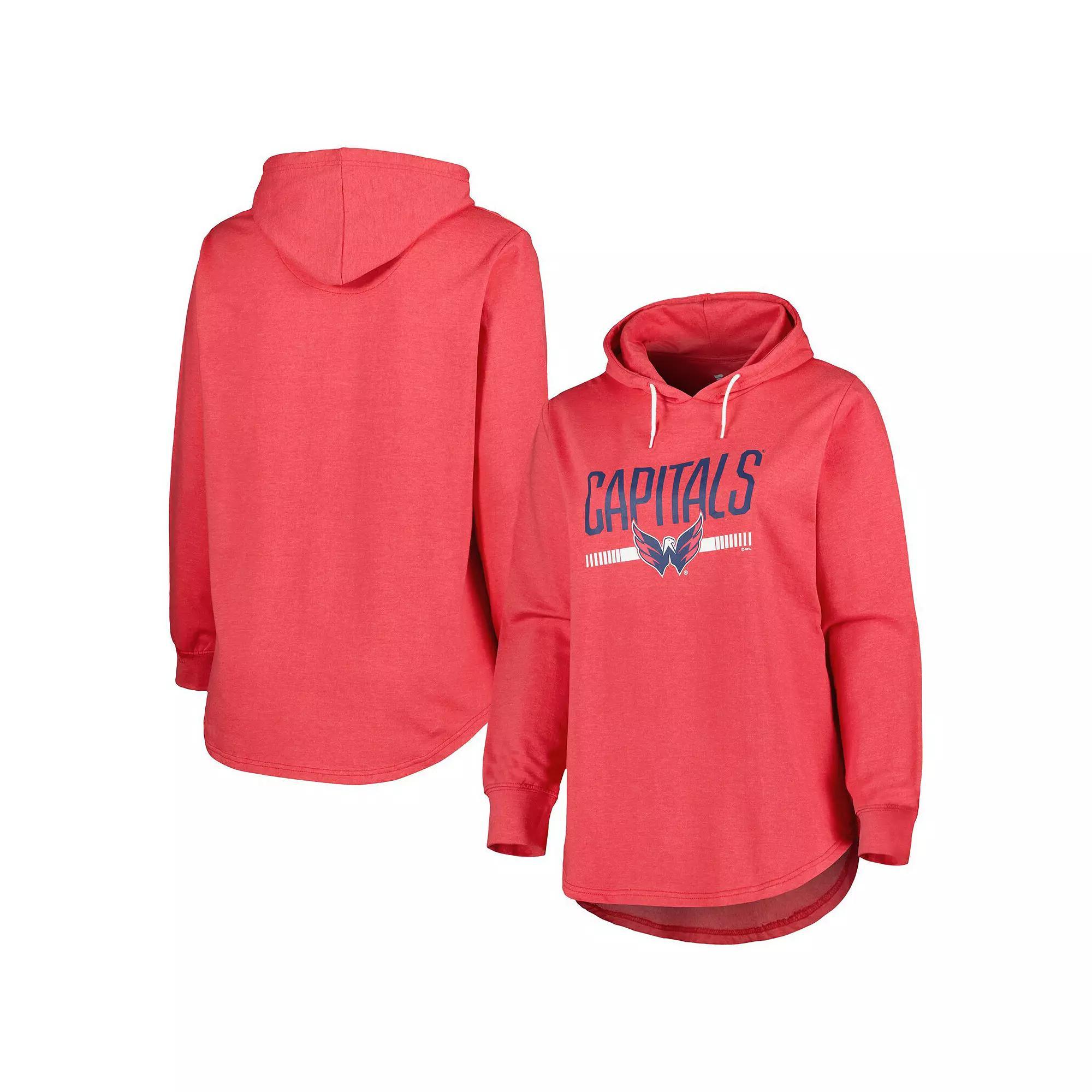 Women's Heather Red Washington Capitals Plus Size Fleece Pullover Hoodie, Size: 1XL Product Image